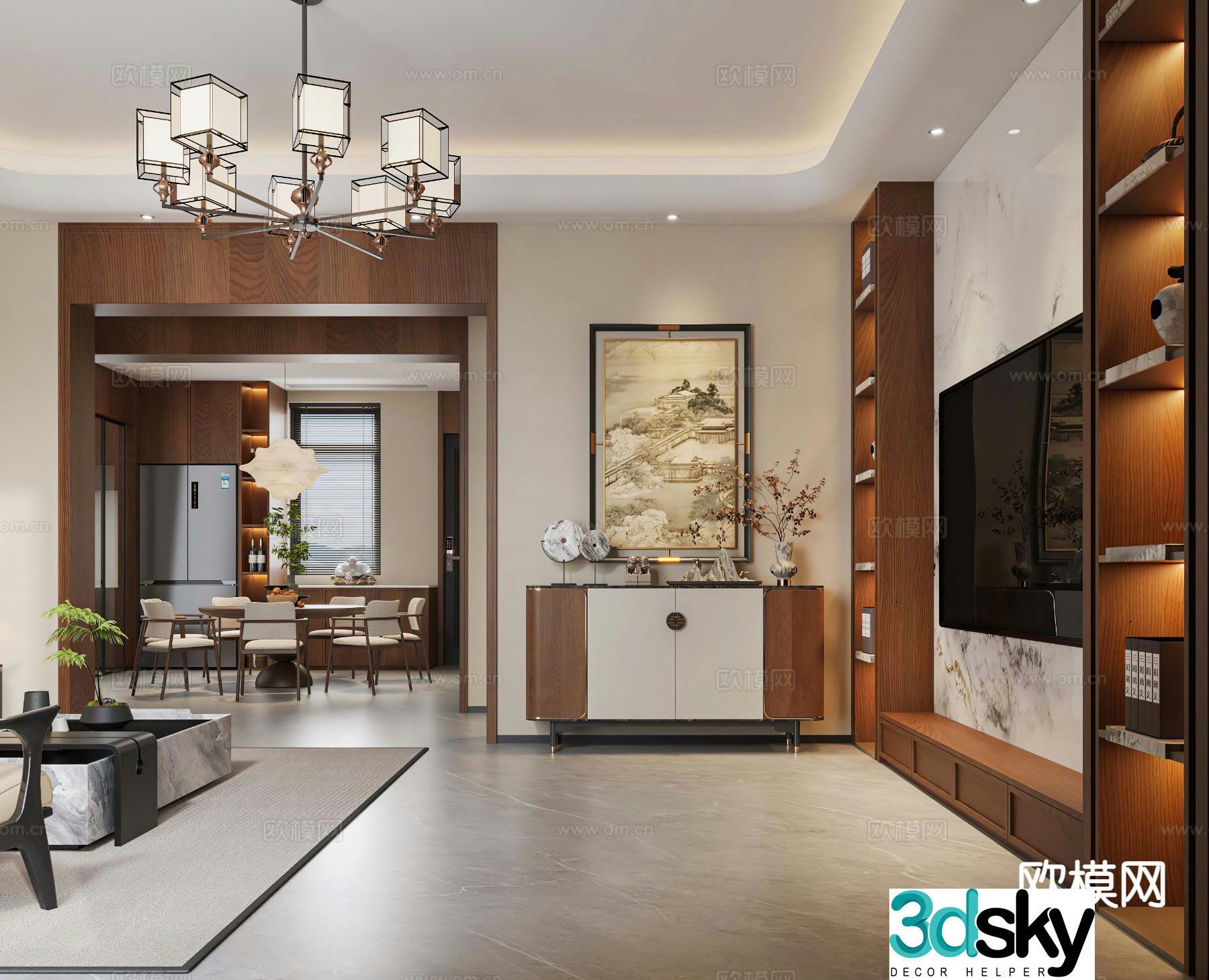 New Chinese style entrance aisle 3D model