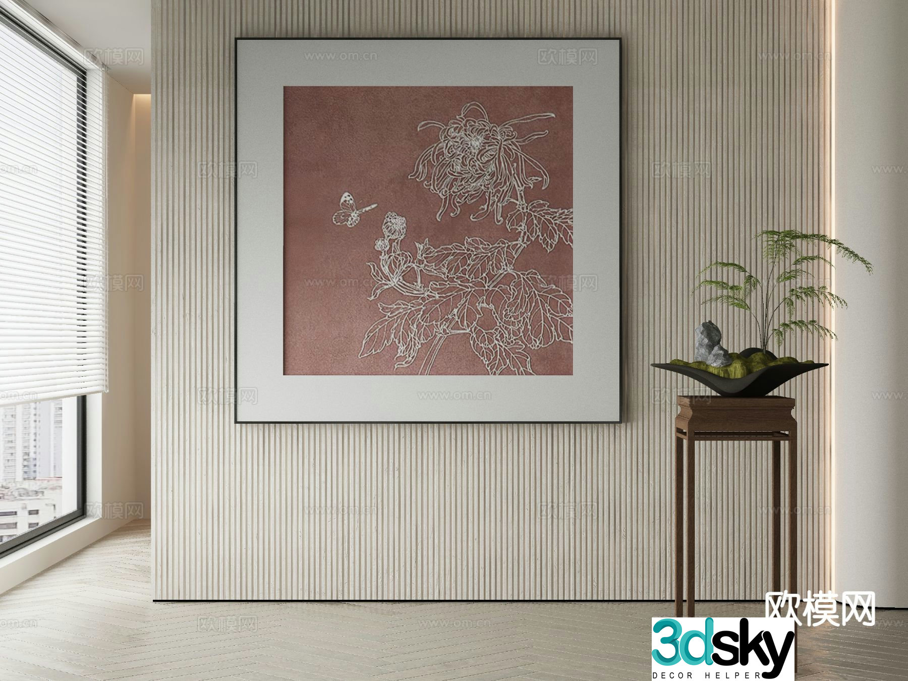 New Chinese style decorative painting flower hanging painting flower and bird painting 3D model