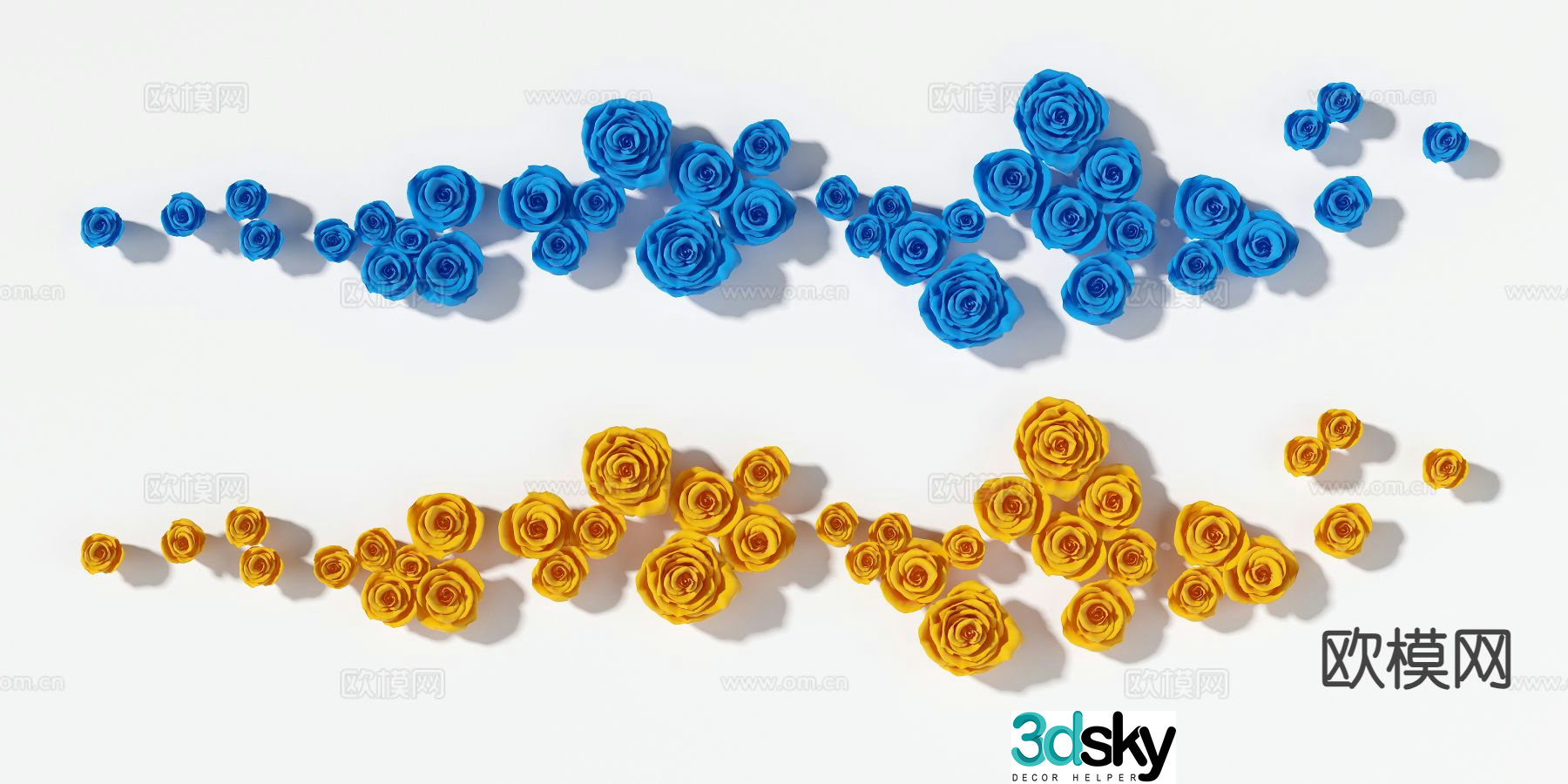 Rose wall decoration three-dimensional hanging decoration 3D model