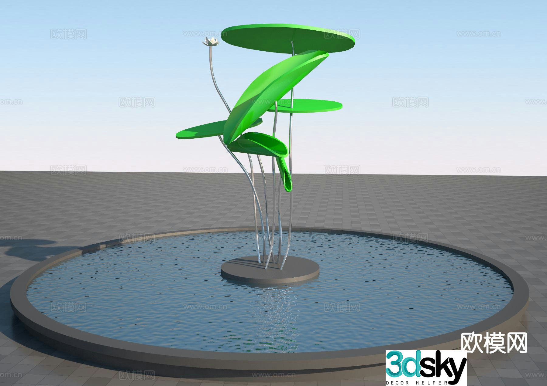 Abstract lotus leaf sculpture urban sculpture 3d model