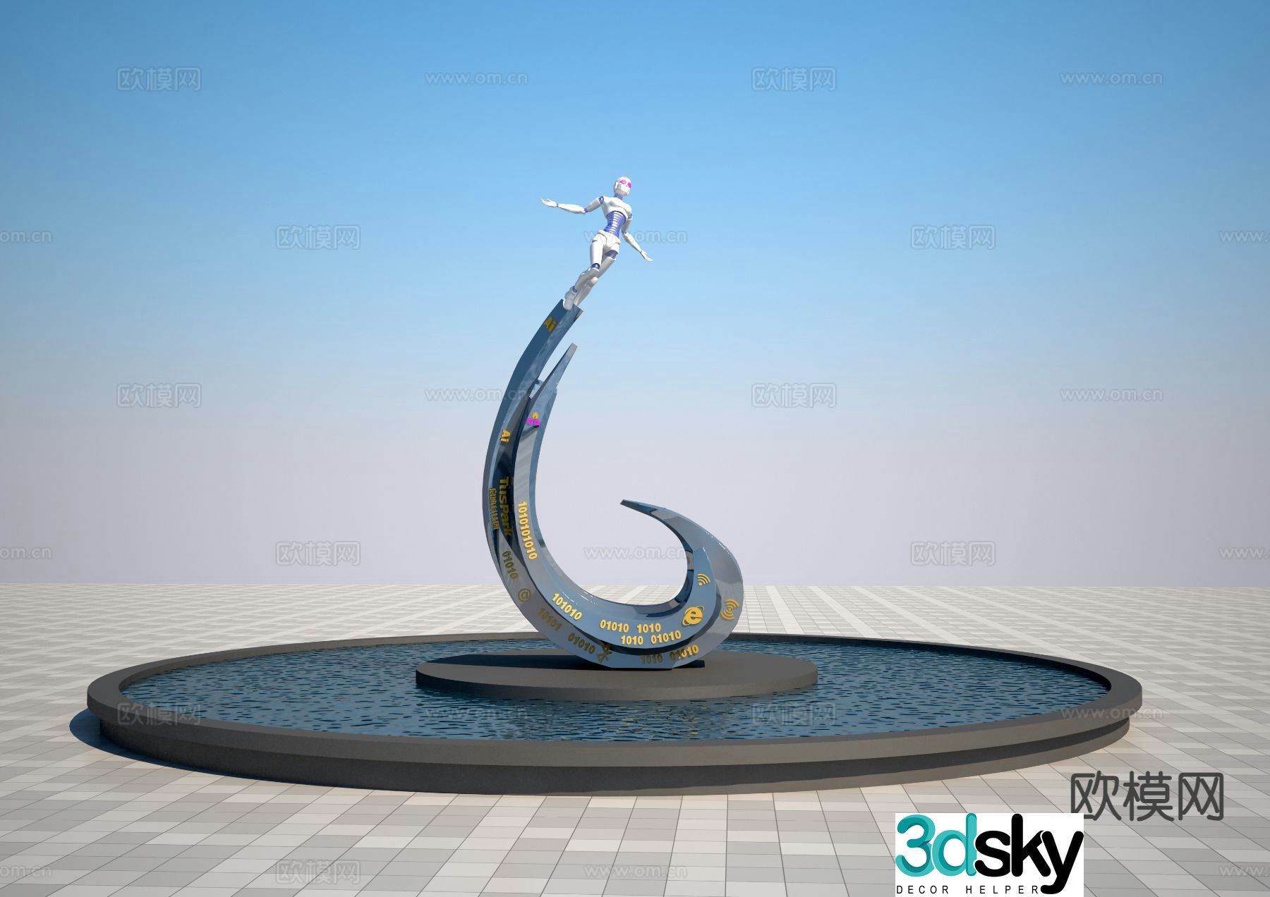 Modern technology take-off sculpture 3d model