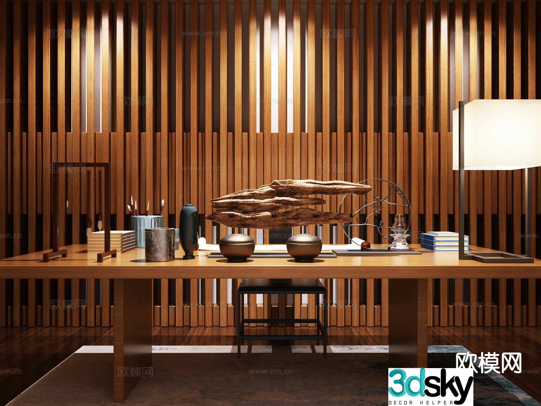 New Chinese style desk desk 3d model