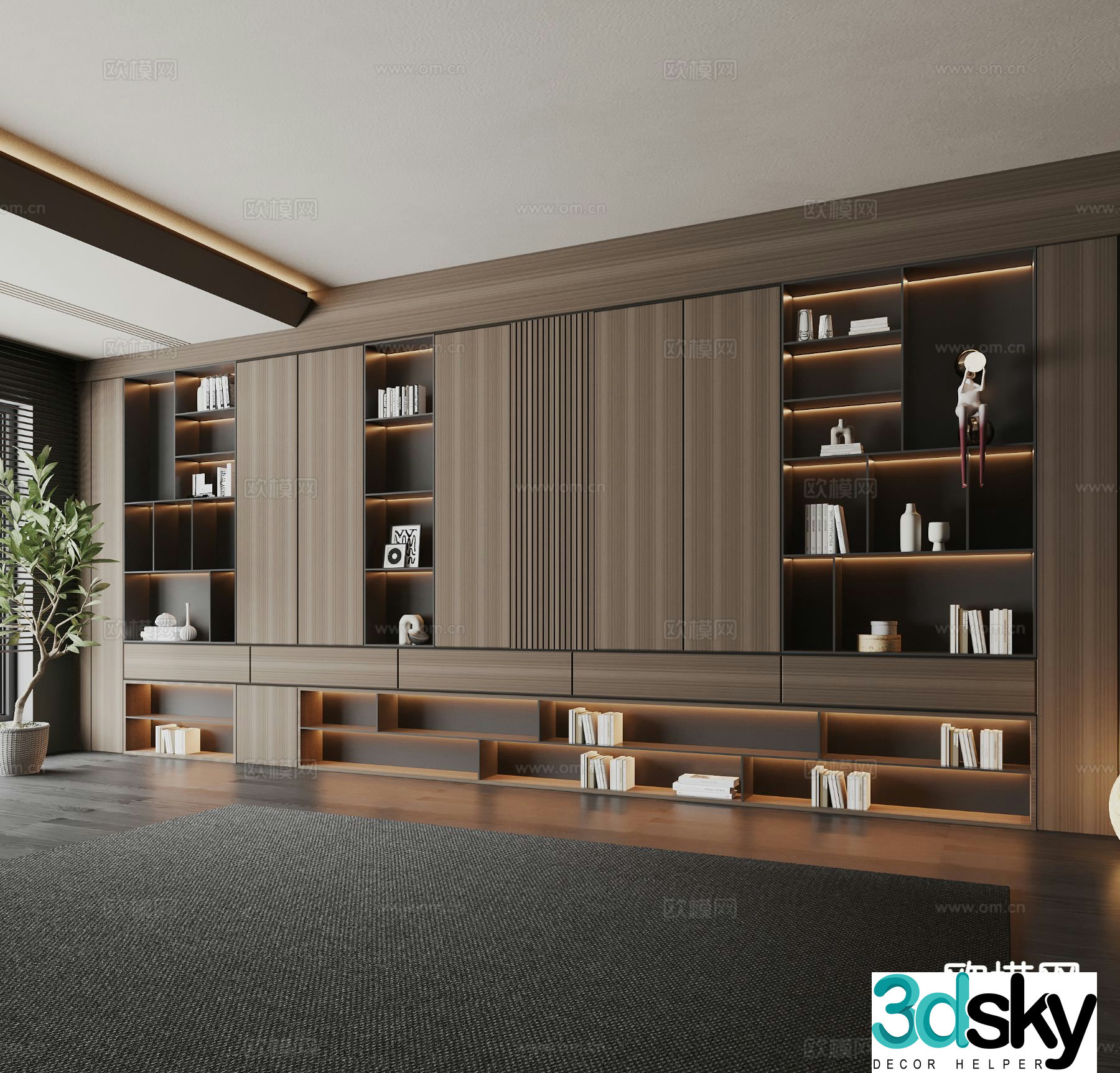 Italian bookcase display cabinet 3d model
