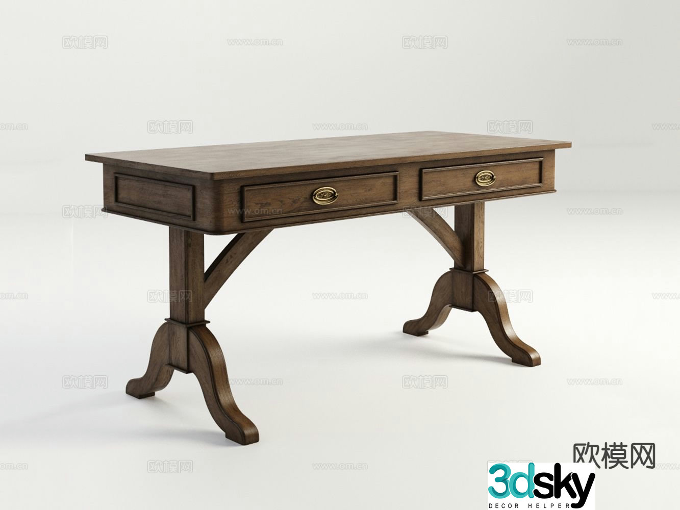 American style old desk desk 3d model