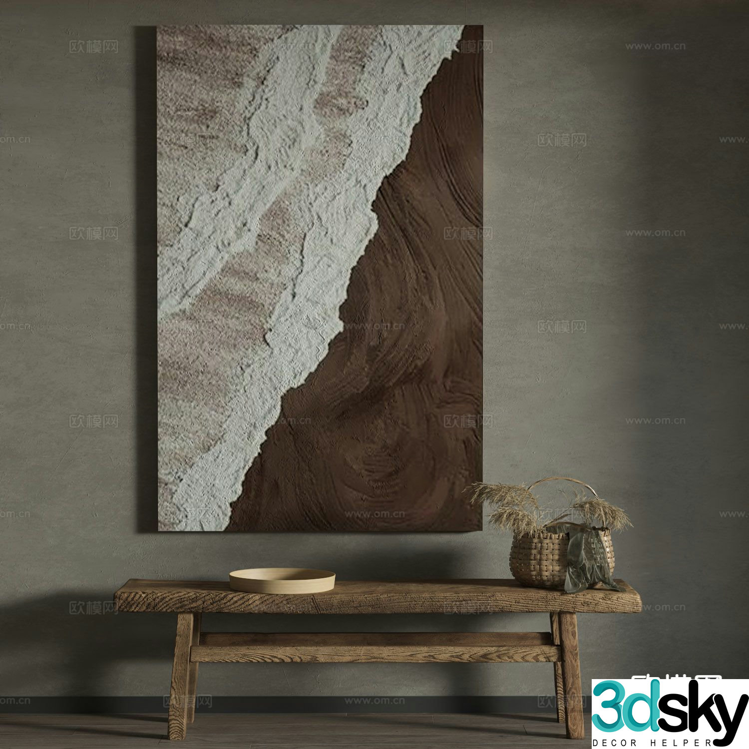 Wabi-sabi style texture painting decorative painting 3d model