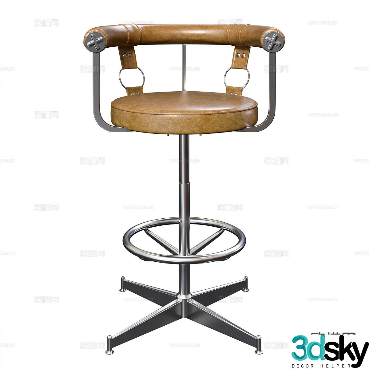 Medieval style bar stool 3d model
