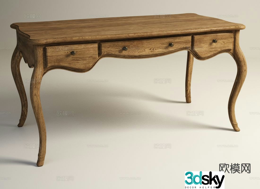 American desk writing desk computer desk 3d model