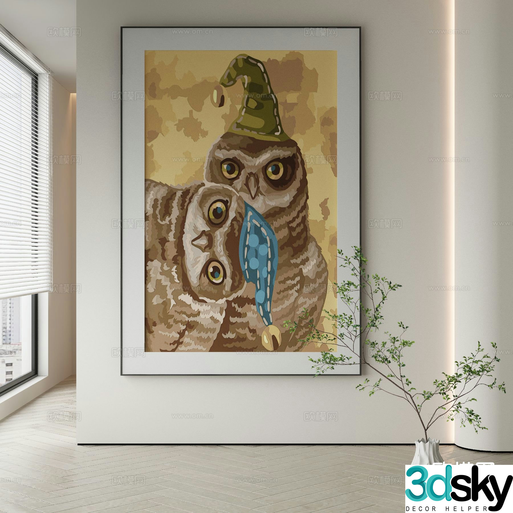 Modern oil painting animal painting decorative painting 3d model