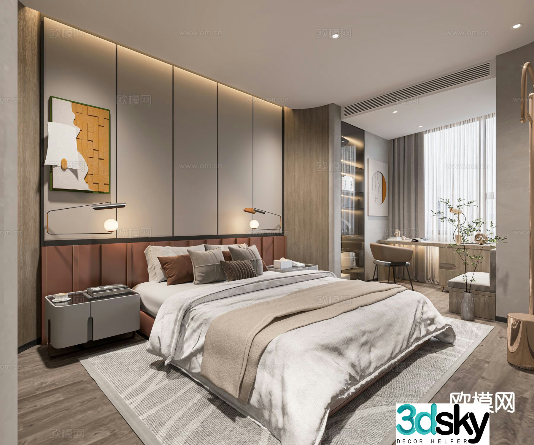 Modern bedroom master bedroom 3d model