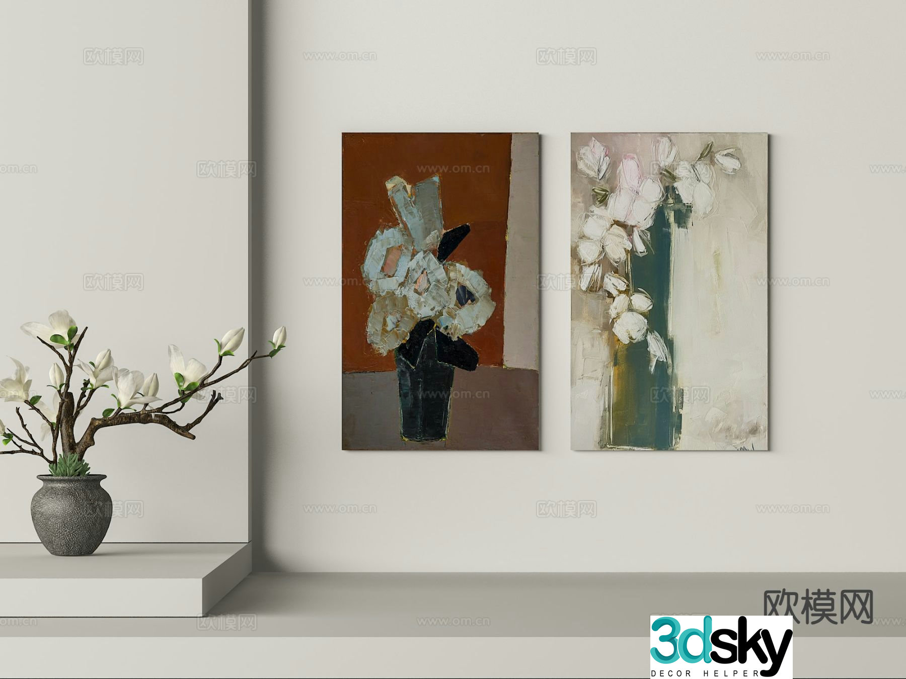 Wabi-sabi painting texture painting decorative painting hanging painting 3D model
