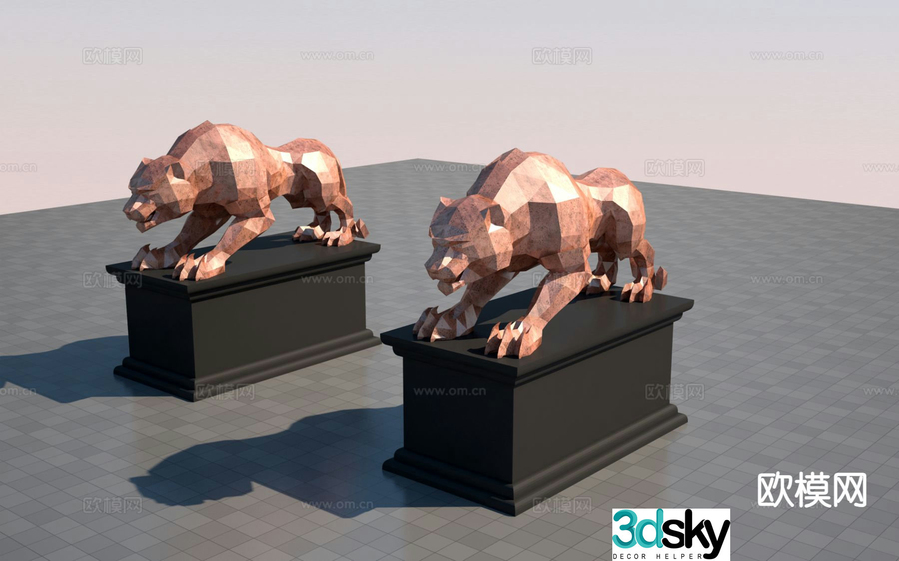 Leopard sculpture 3d model