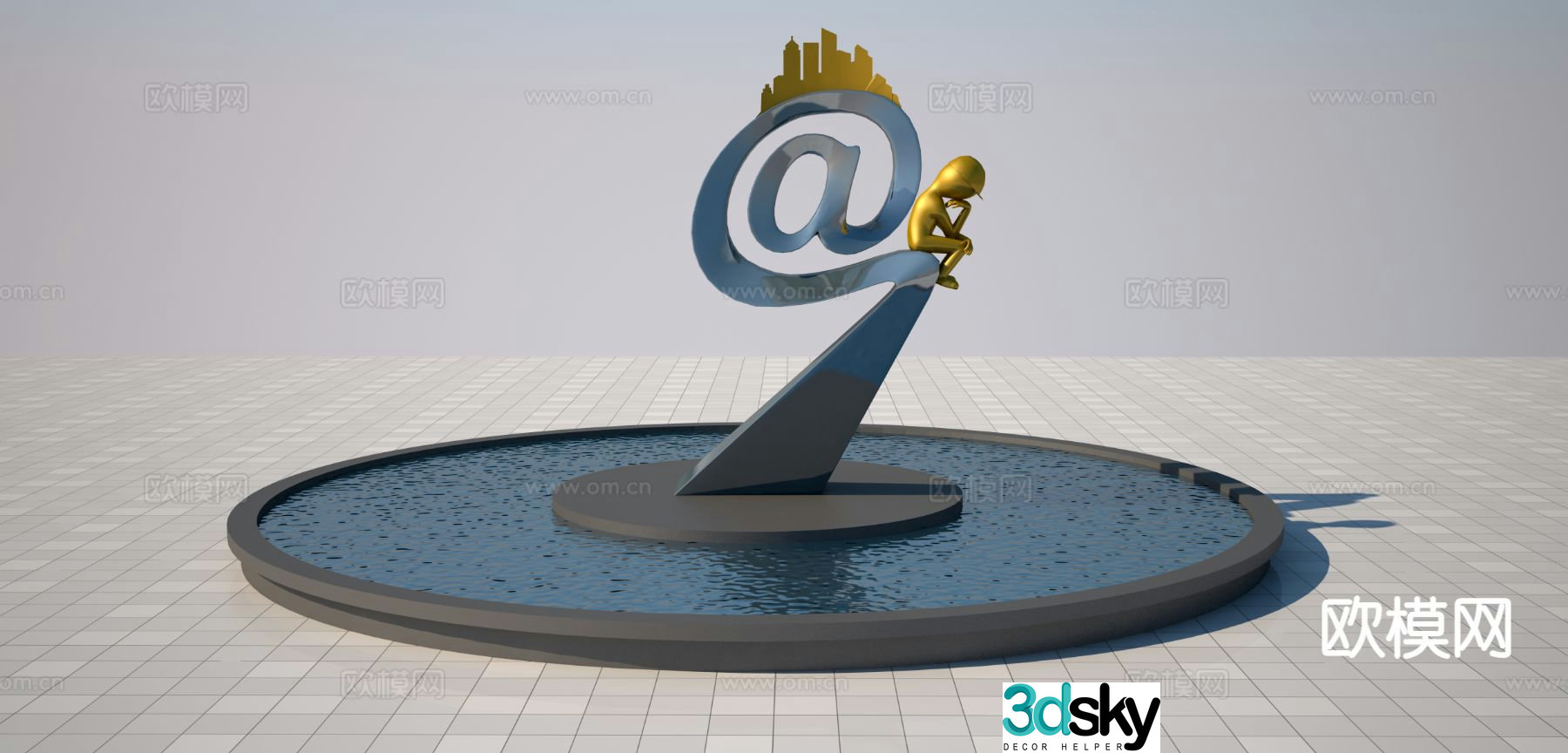 Technology@symbol sculpture 3d model