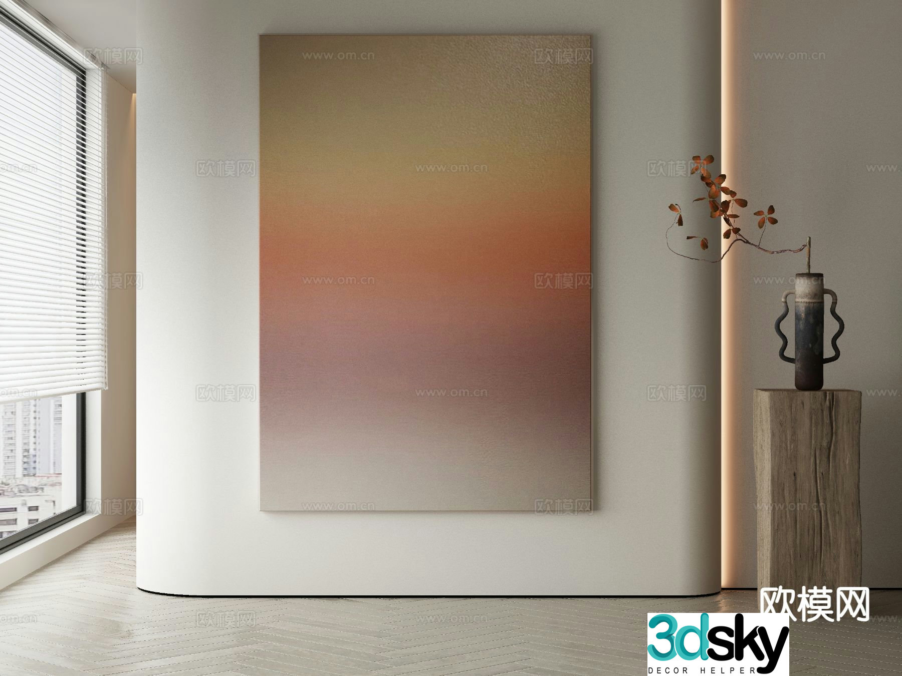 Modern decorative painting gradient hanging painting 3d model