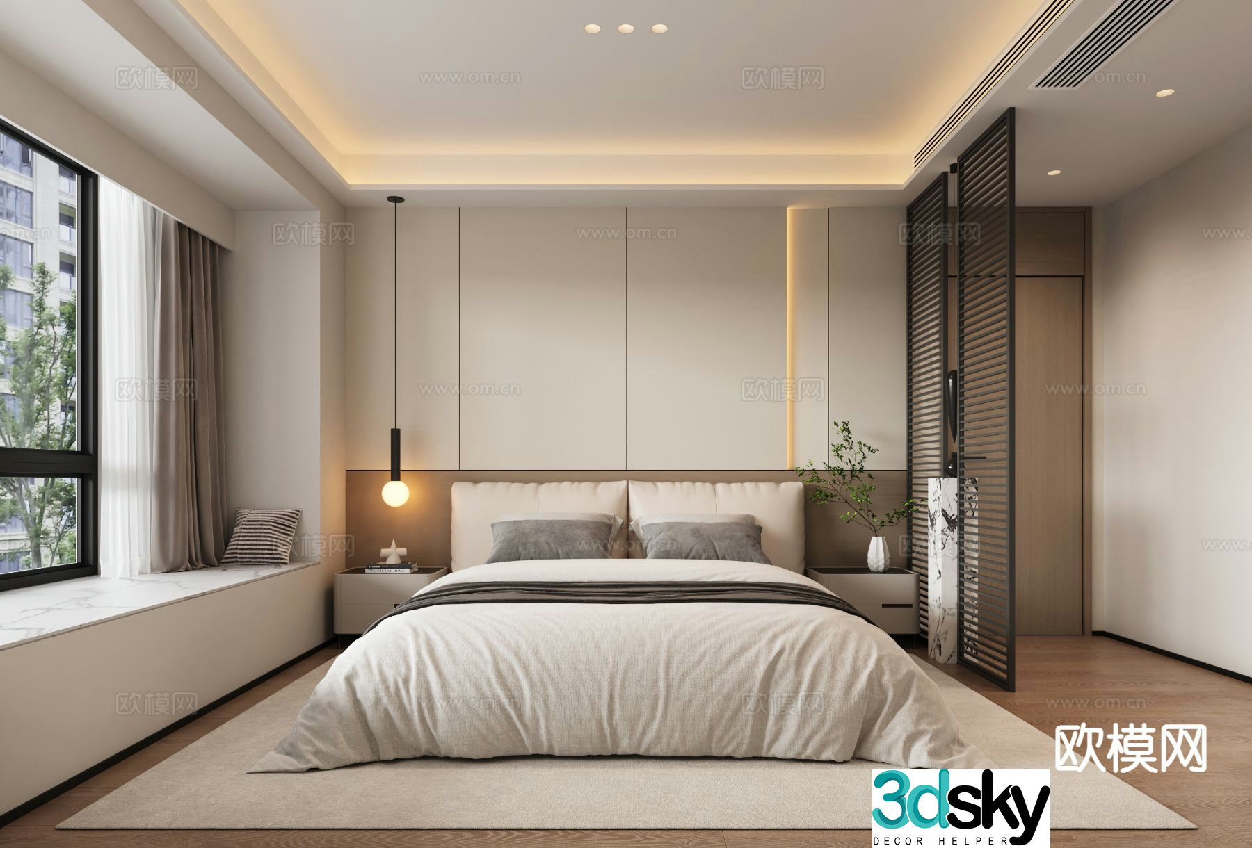 Modern bedroom master bedroom 3d model
