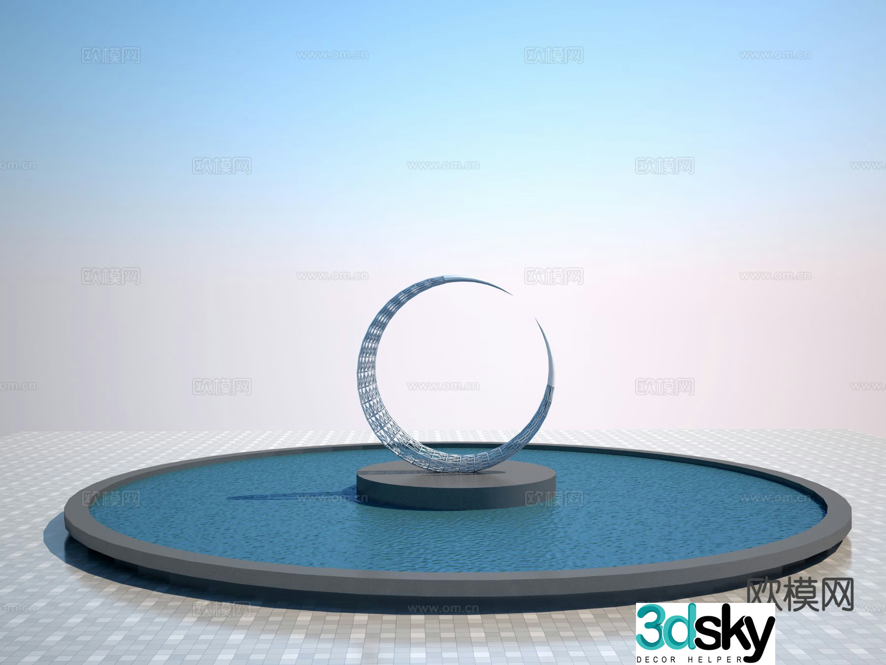 Modern moon sculpture 3d model