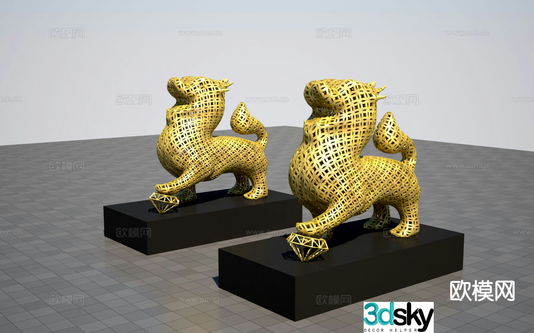 Modern lion sculpture 3d model