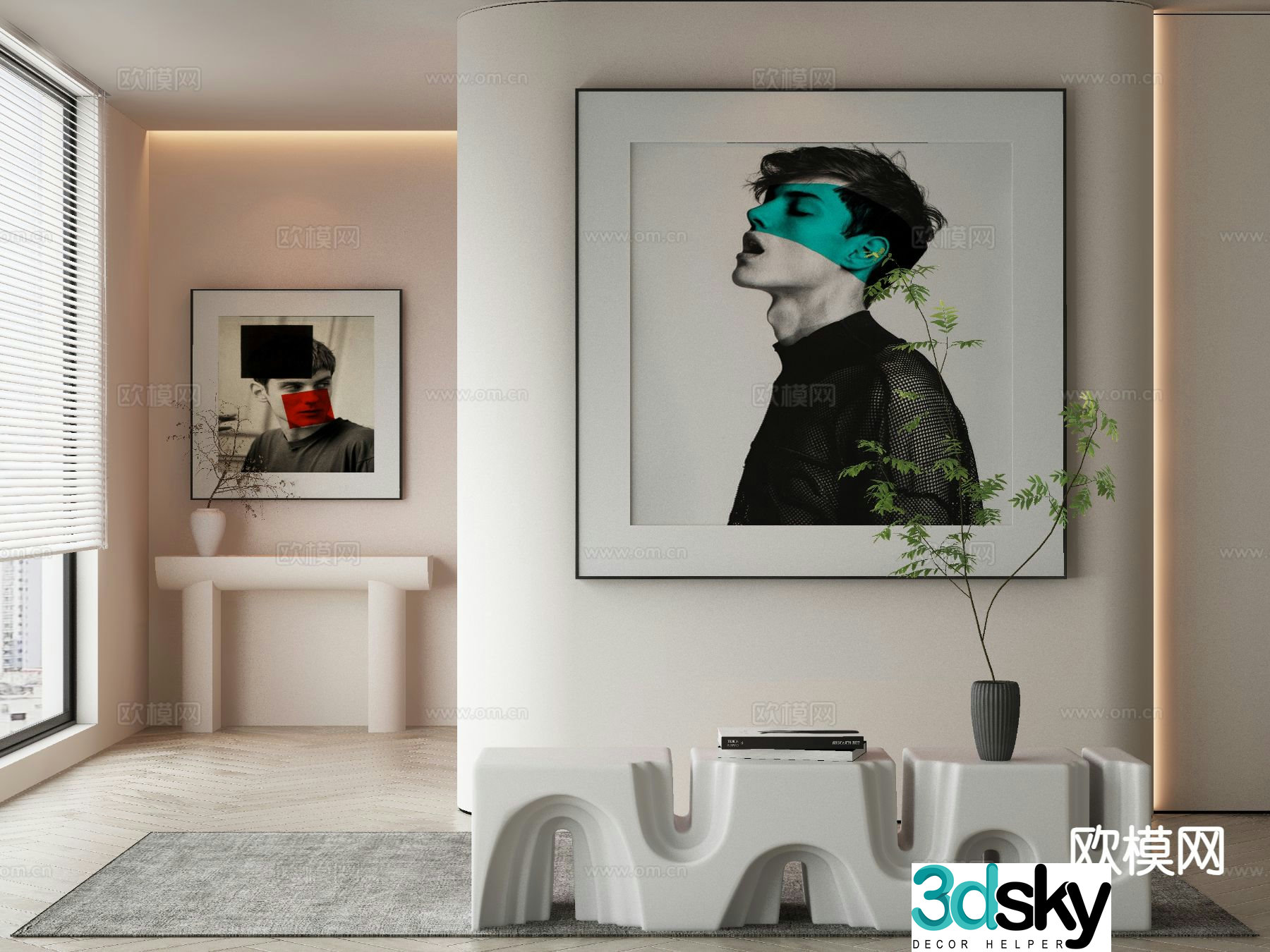 Artistic figure painting portrait painting decorative painting 3d model