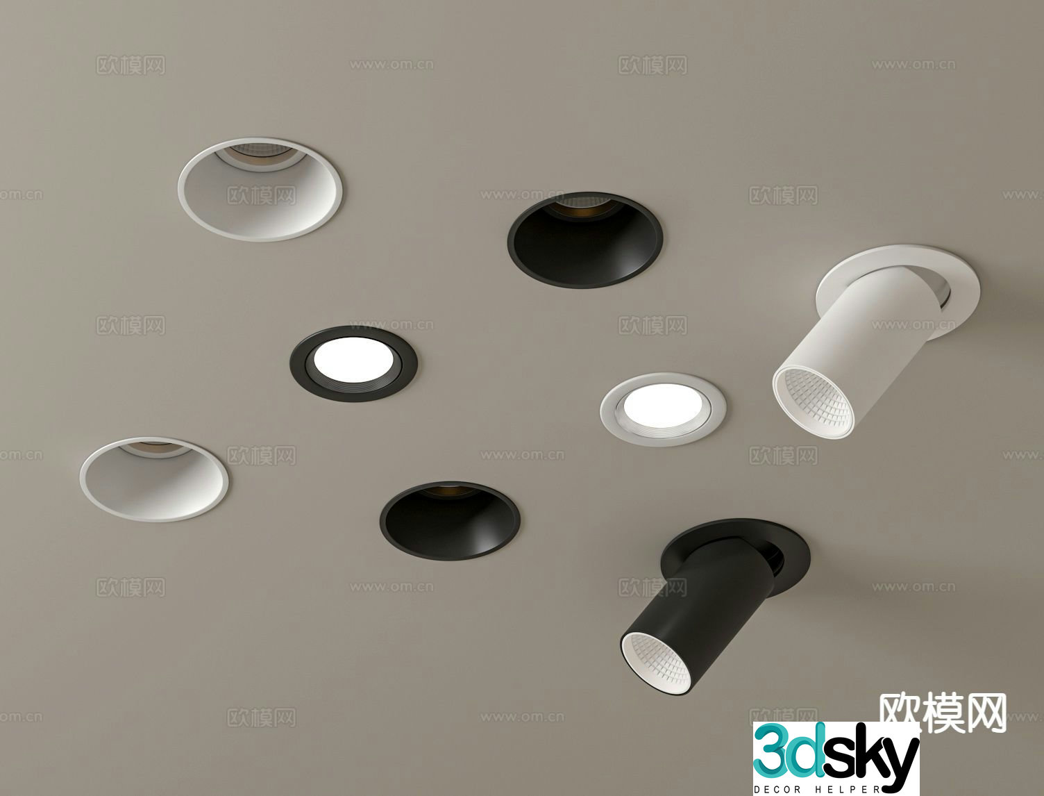 Recessed downlight spotlight track light 3d model