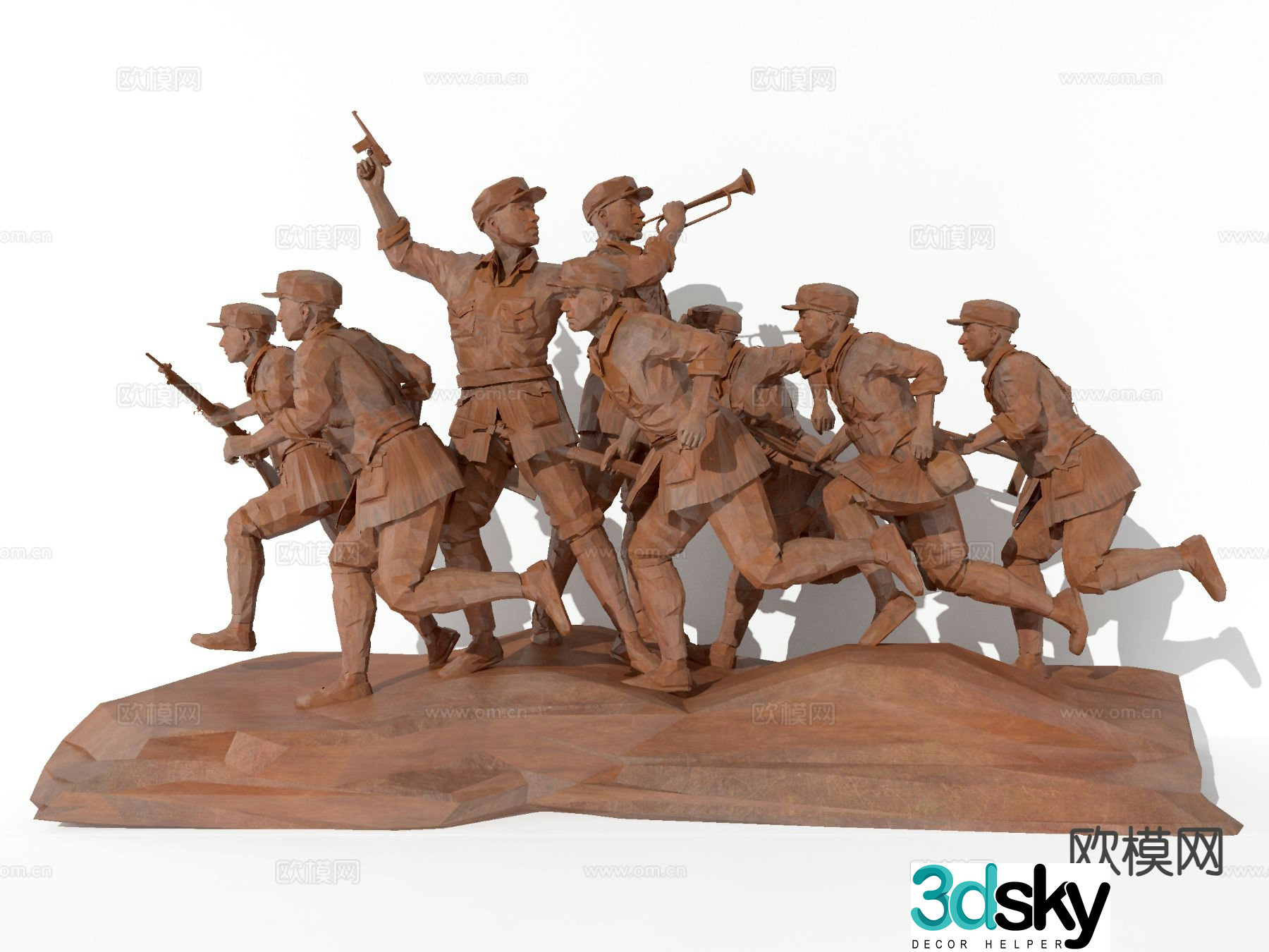 Revolutionary Sculpture Red Army Sculpture Figure Sculpture 3D Model