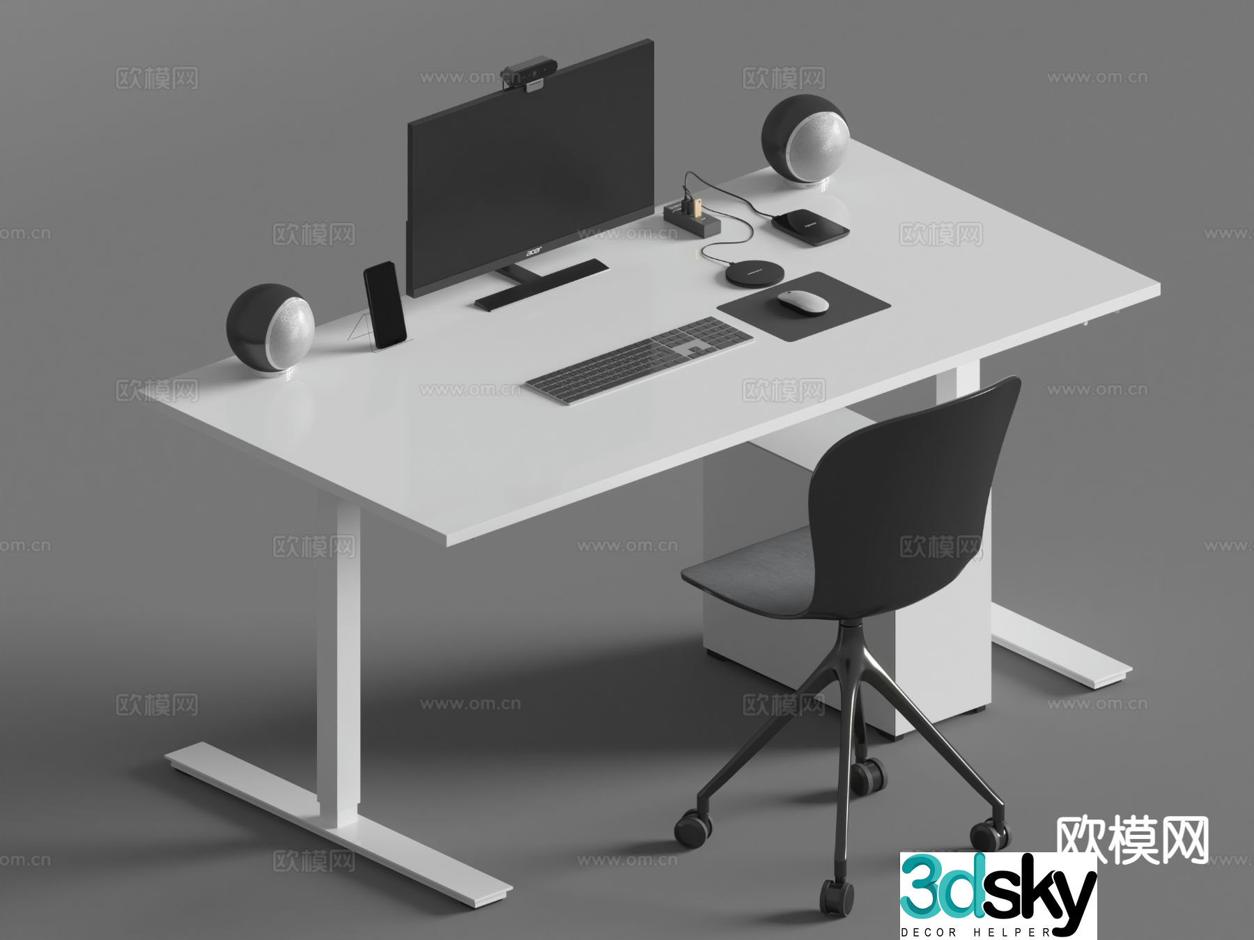 Idea office desk and chair employee desk and chair computer desk and chair 3d model
