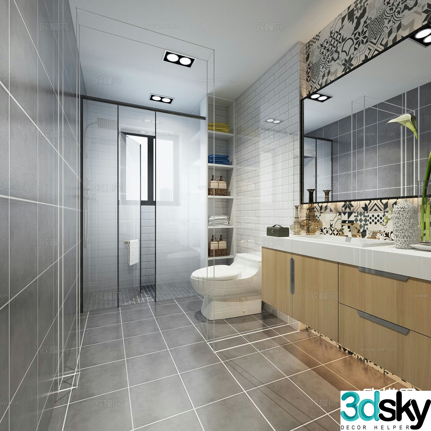 Nordic bathroom bathroom toilet 3d model
