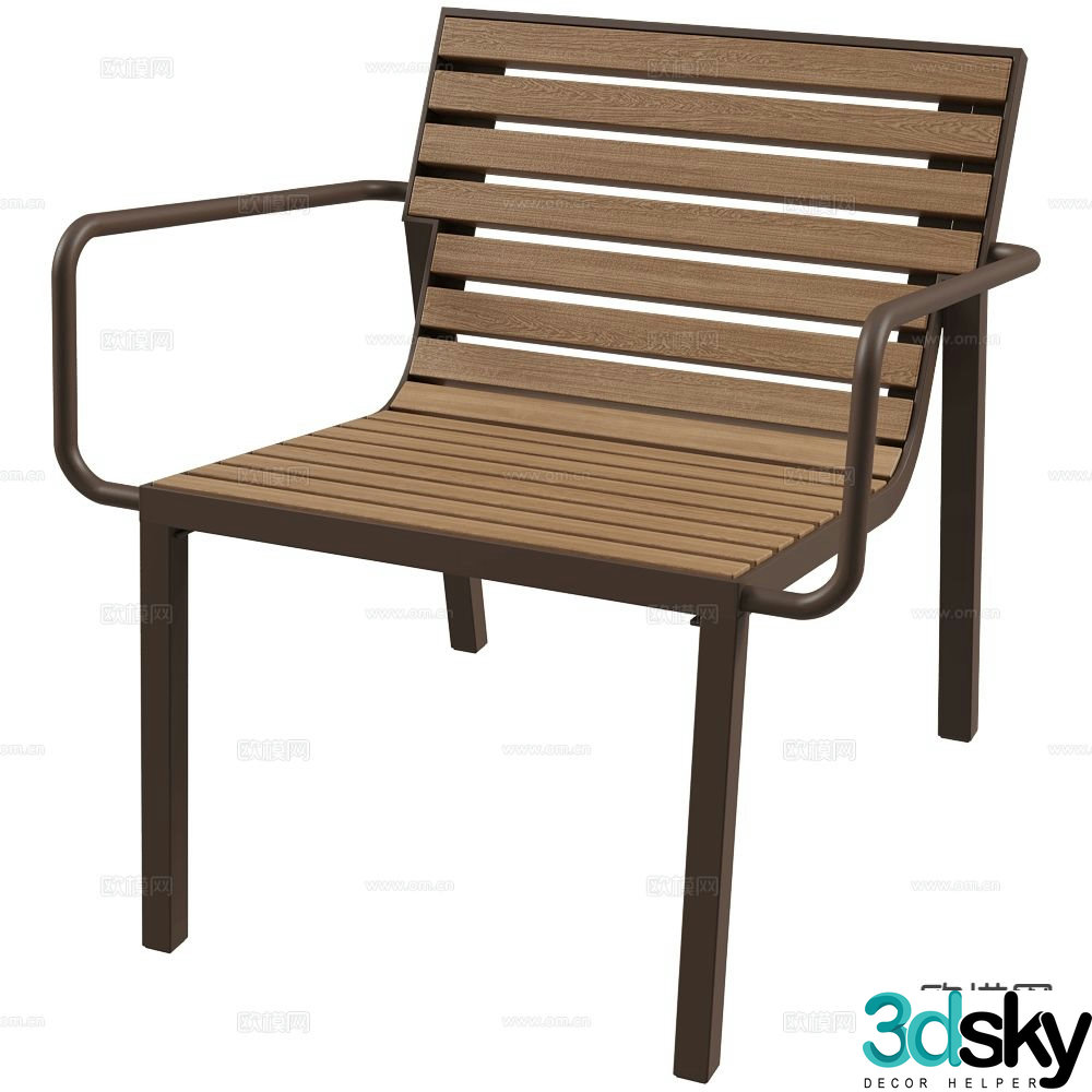 mmcite Nordic outdoor chair wooden chair armchair 3d model