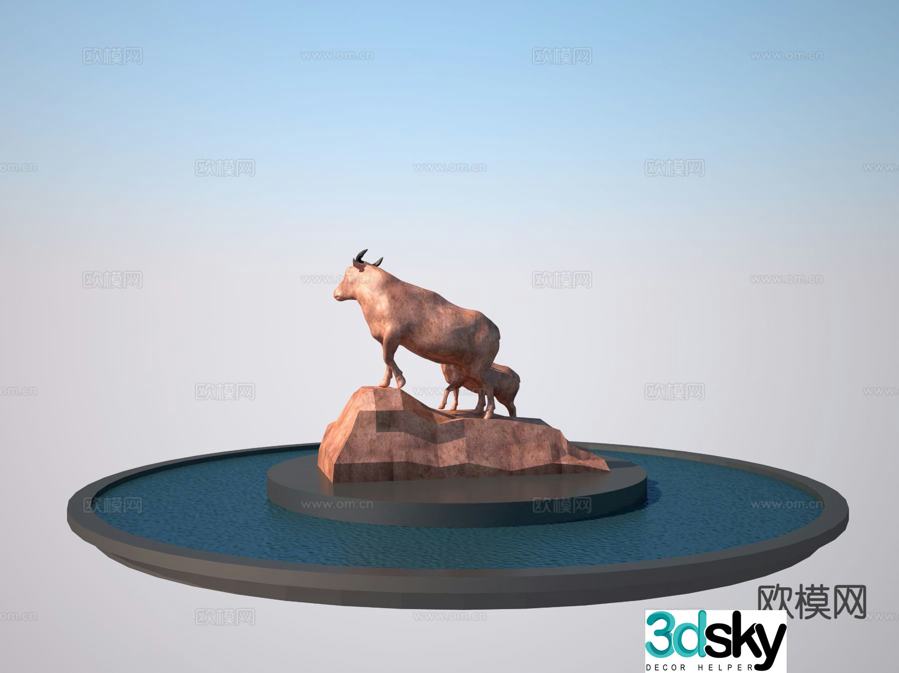 Takin Sculpture Landscape Sculpture 3D Model
