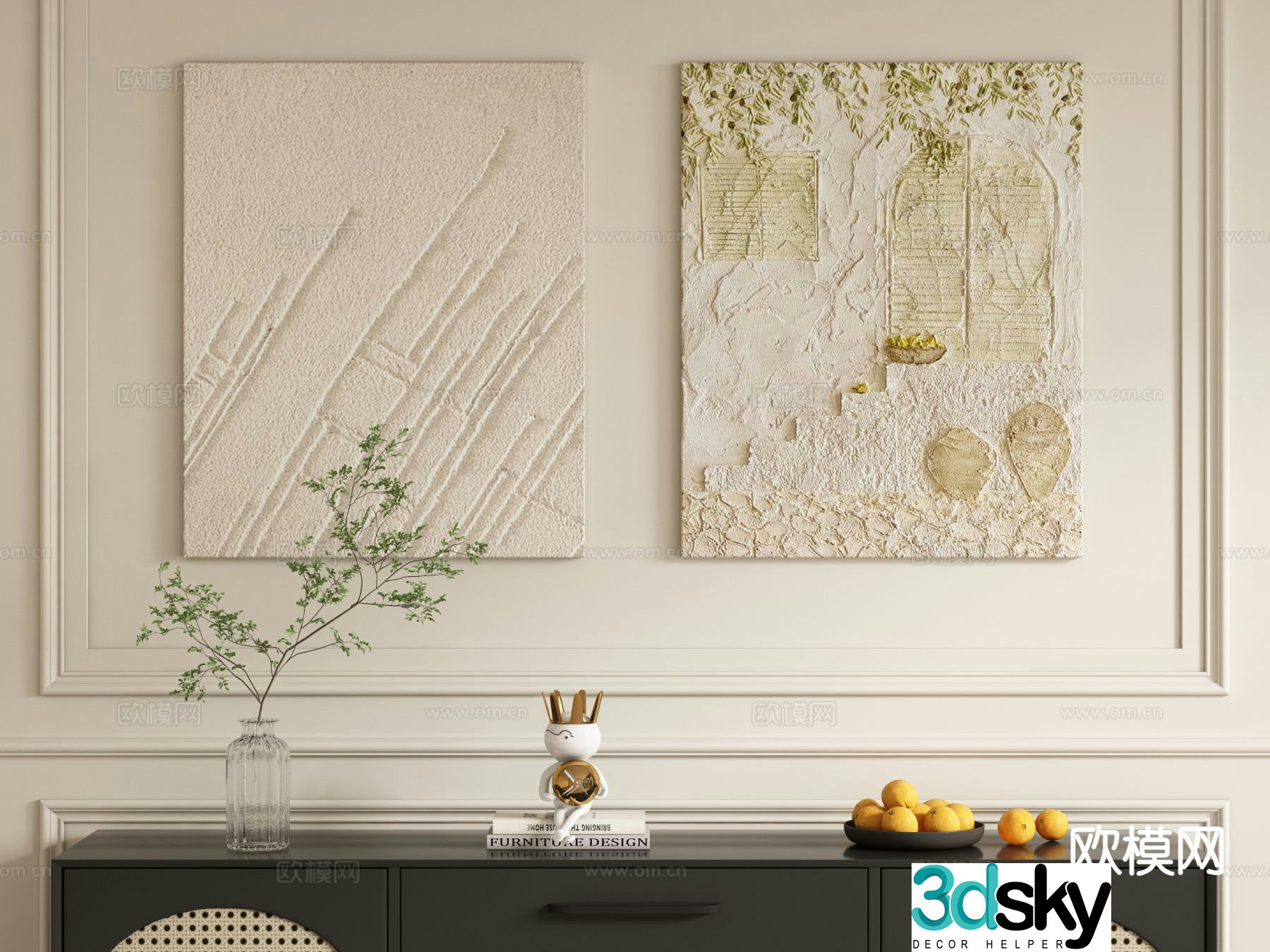 Texture painting decorative painting hanging painting 3d model