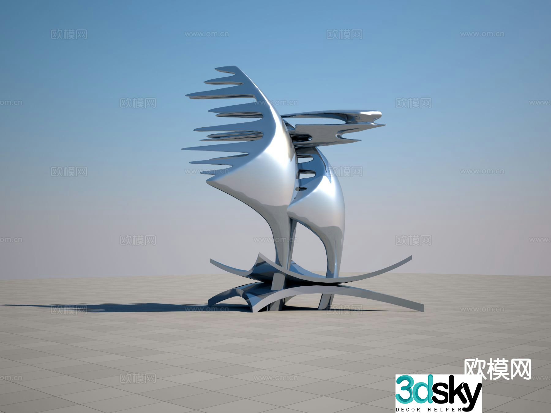 Modern sailing ship sculpture 3d model