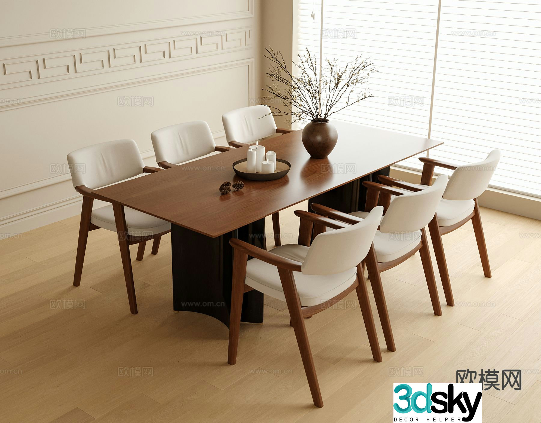 Nordic dining table and chairs 3d model