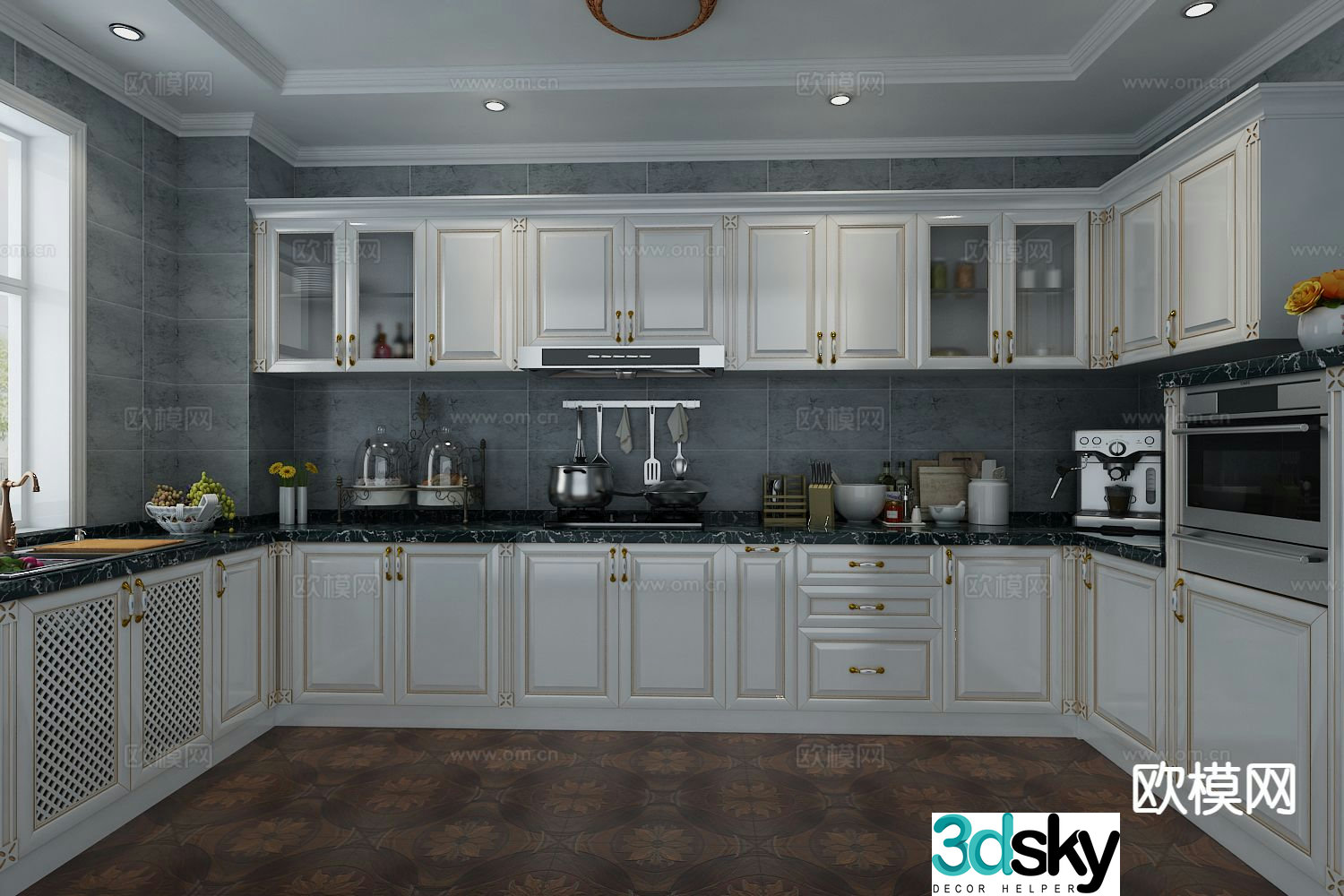 European classical kitchen 3d model