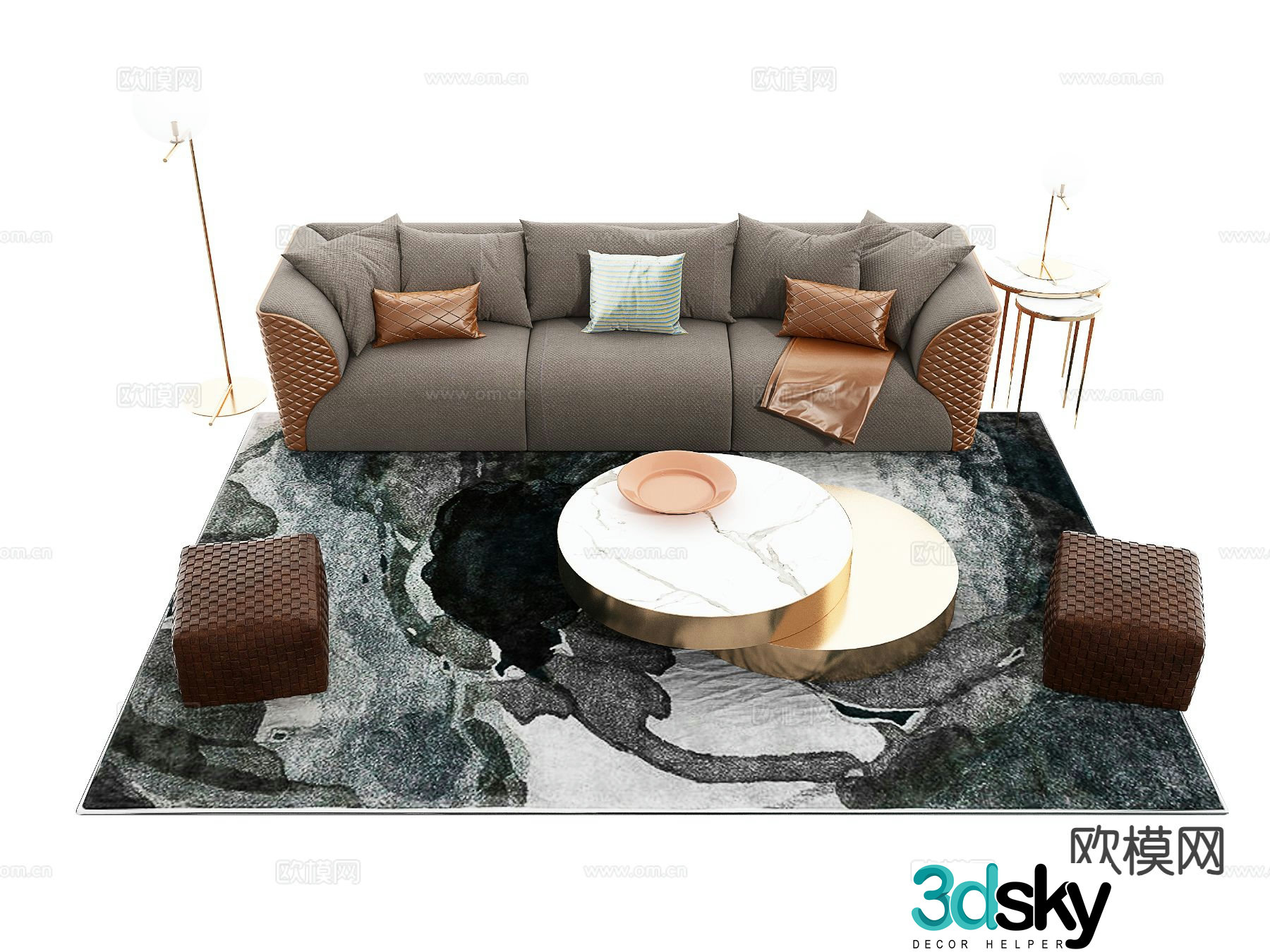 Light luxury modular sofa 3D model