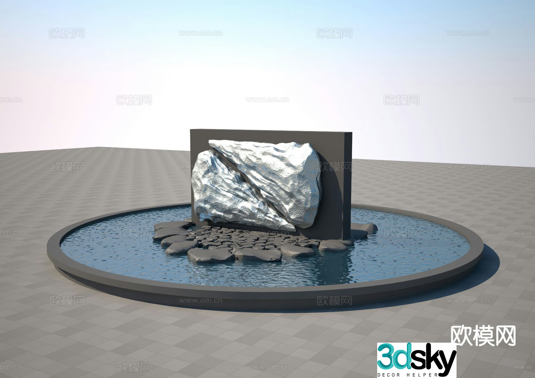 Landscape stone sculpture landscape wall 3d model