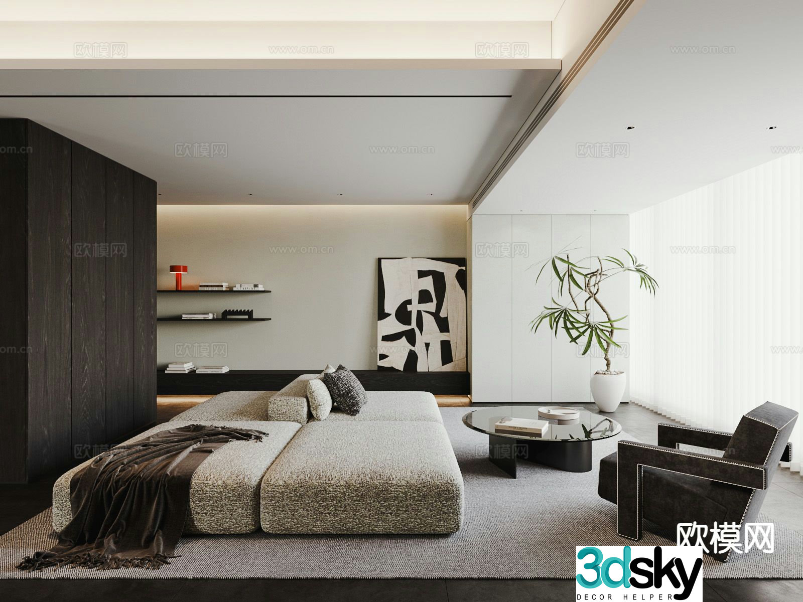 Wabi-sabi living room 3d model