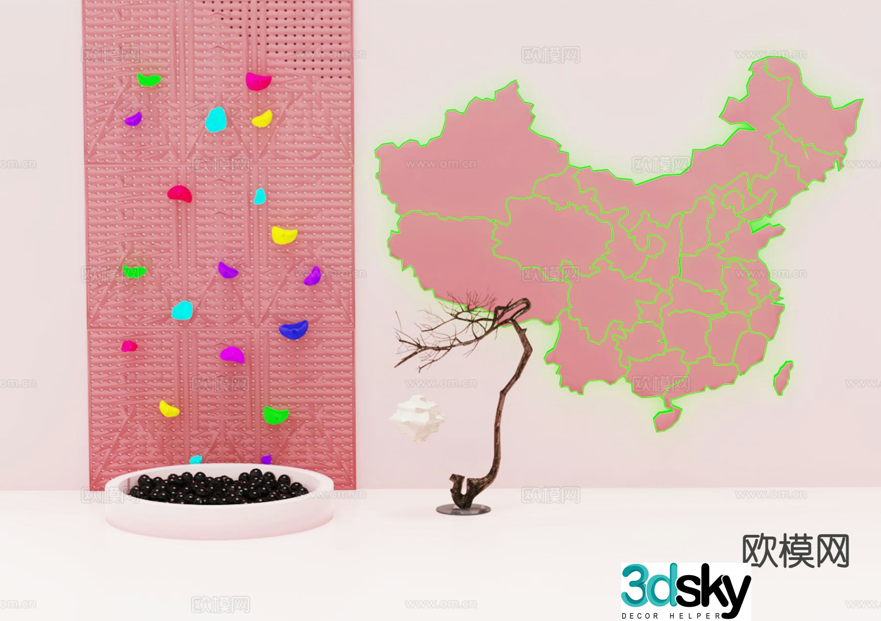 Modern children's equipment climbing wall 3d model