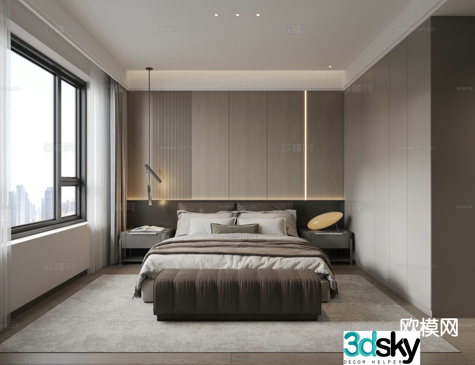 Modern bedroom master bedroom 3d model