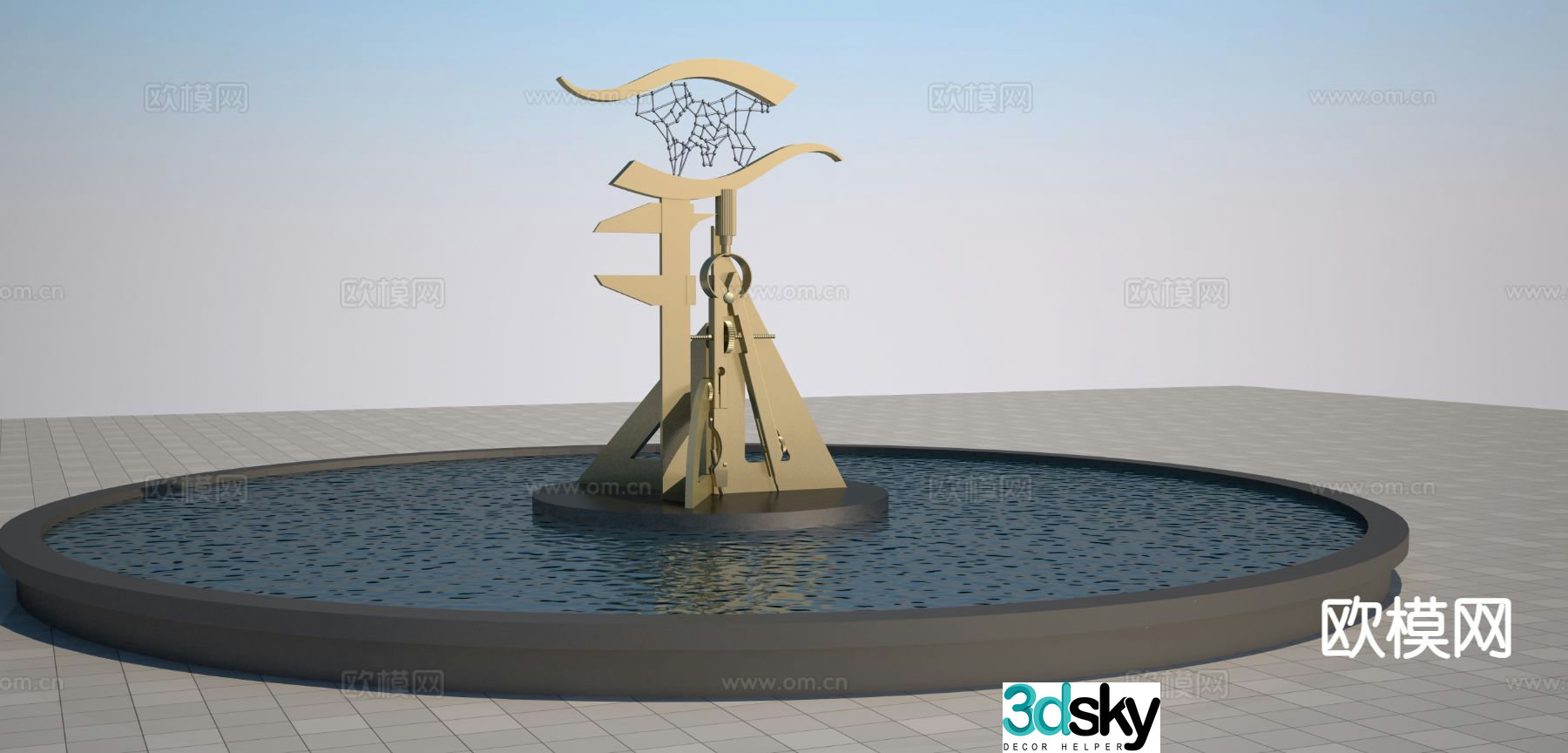 Modern surveying sculpture 3d model