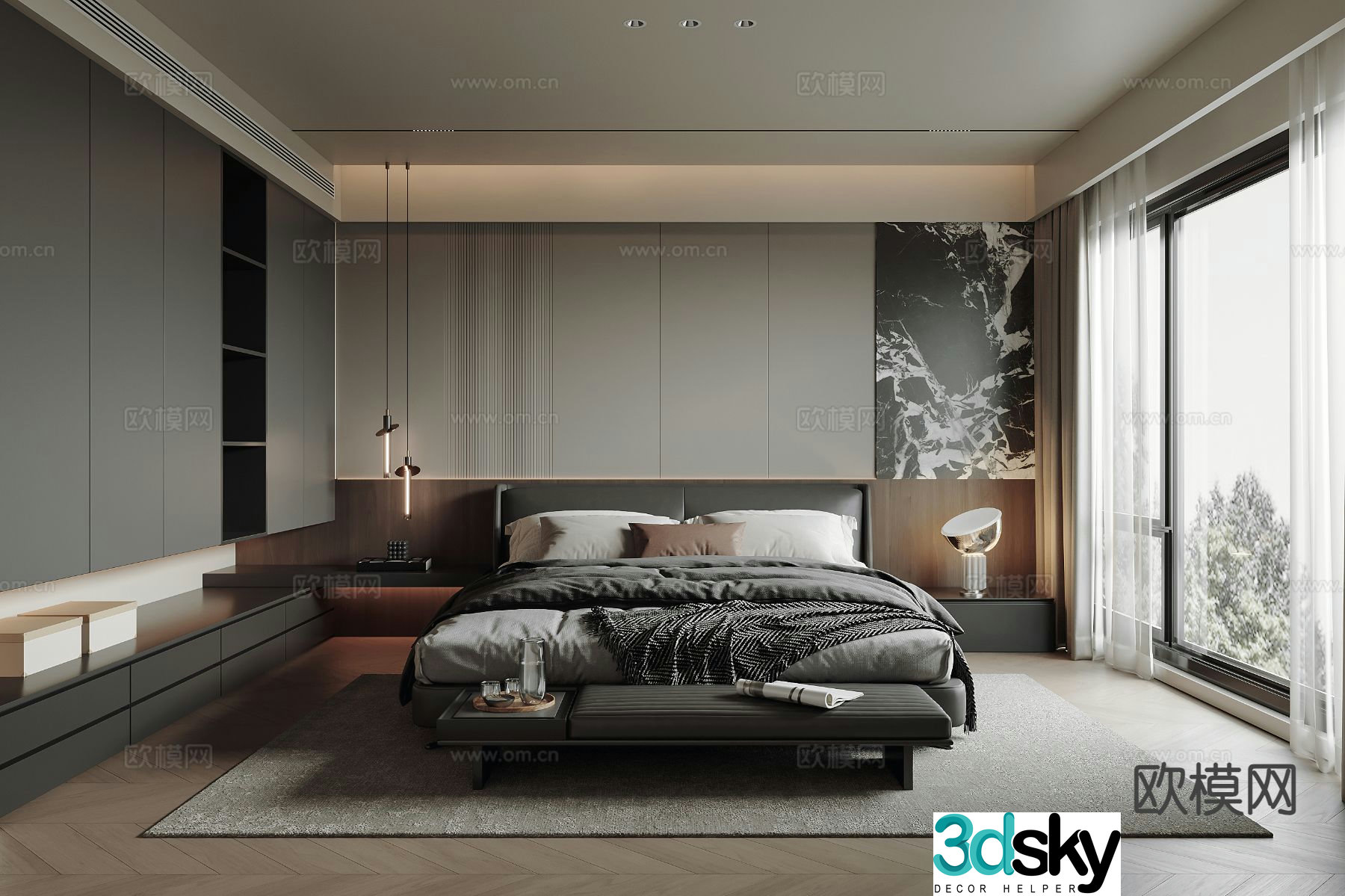 Modern bedroom master bedroom 3d model