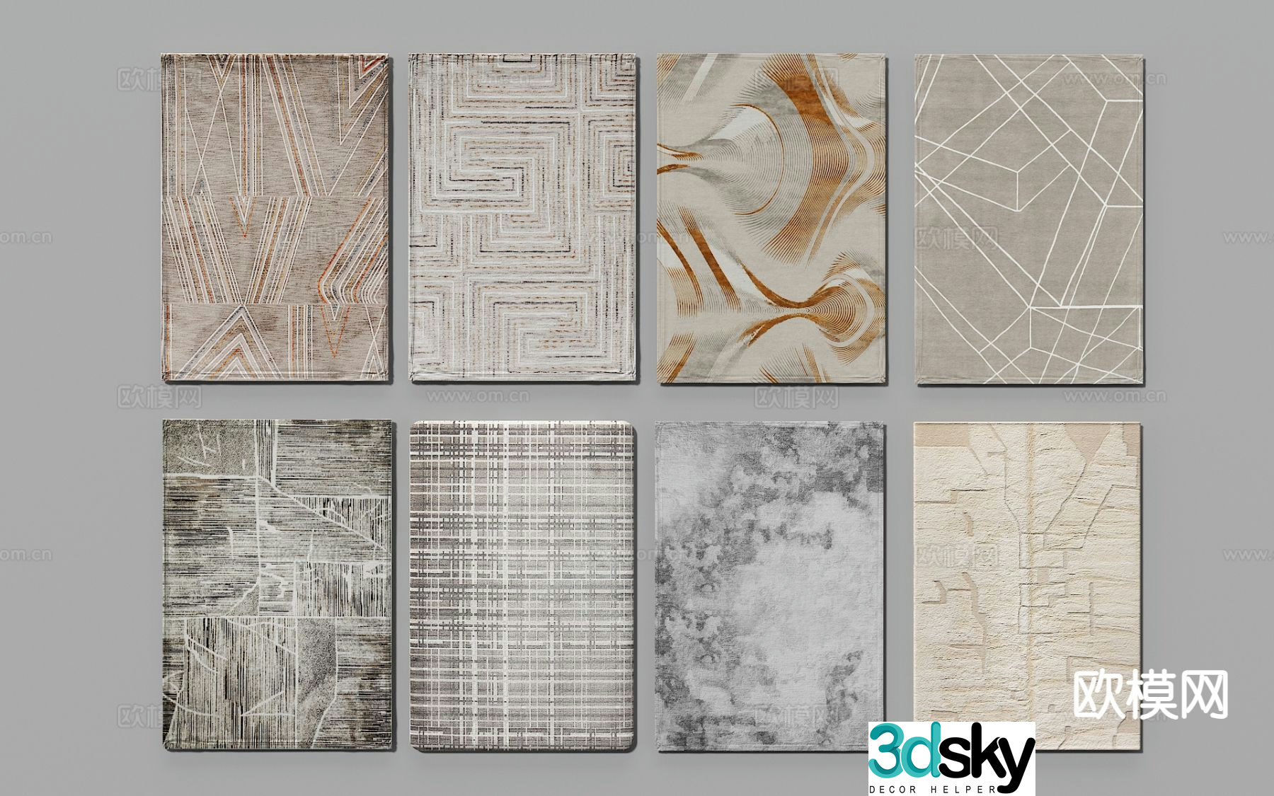 Modern carpet square rug 3d model