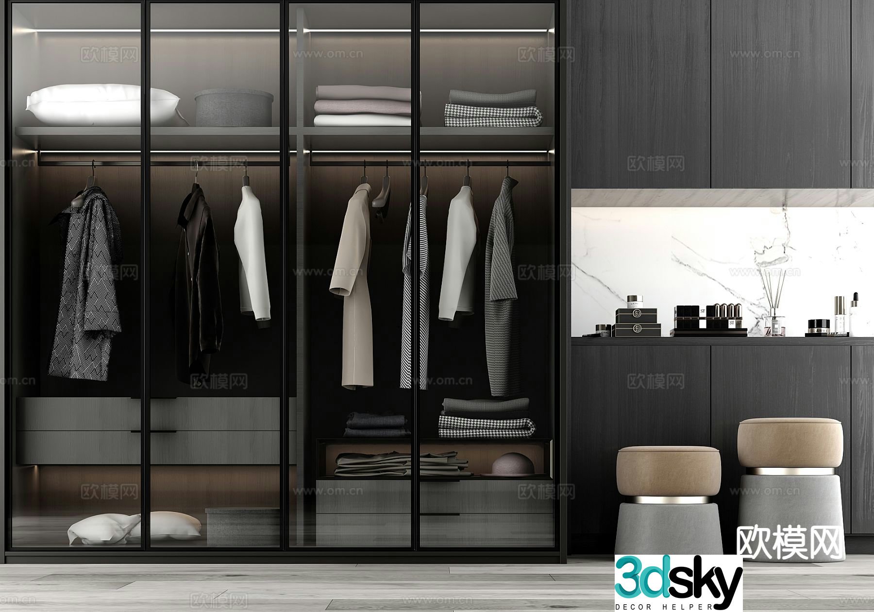 modern wardrobe wardrobe 3d model