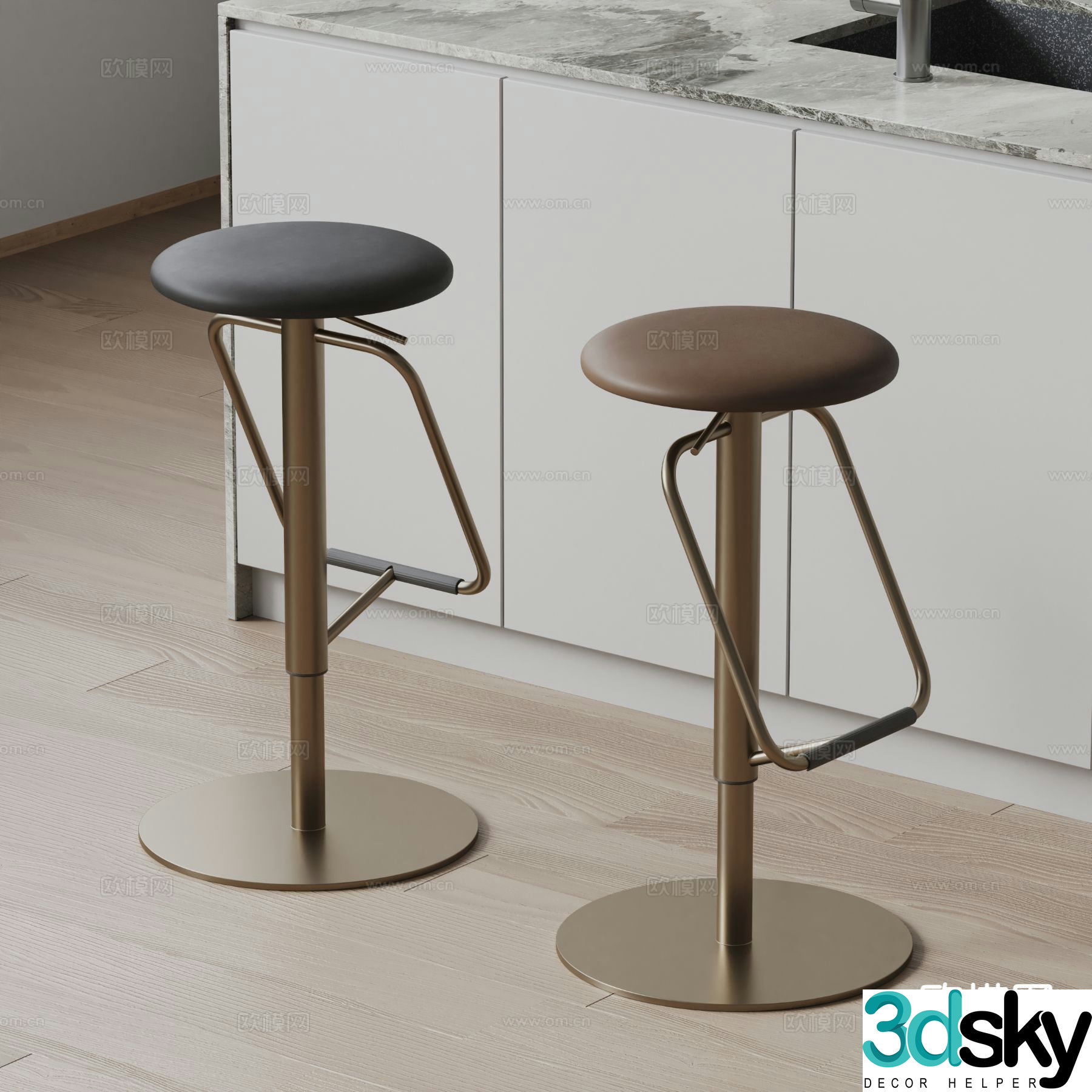 willisau modern bar stool bar stool 3d model