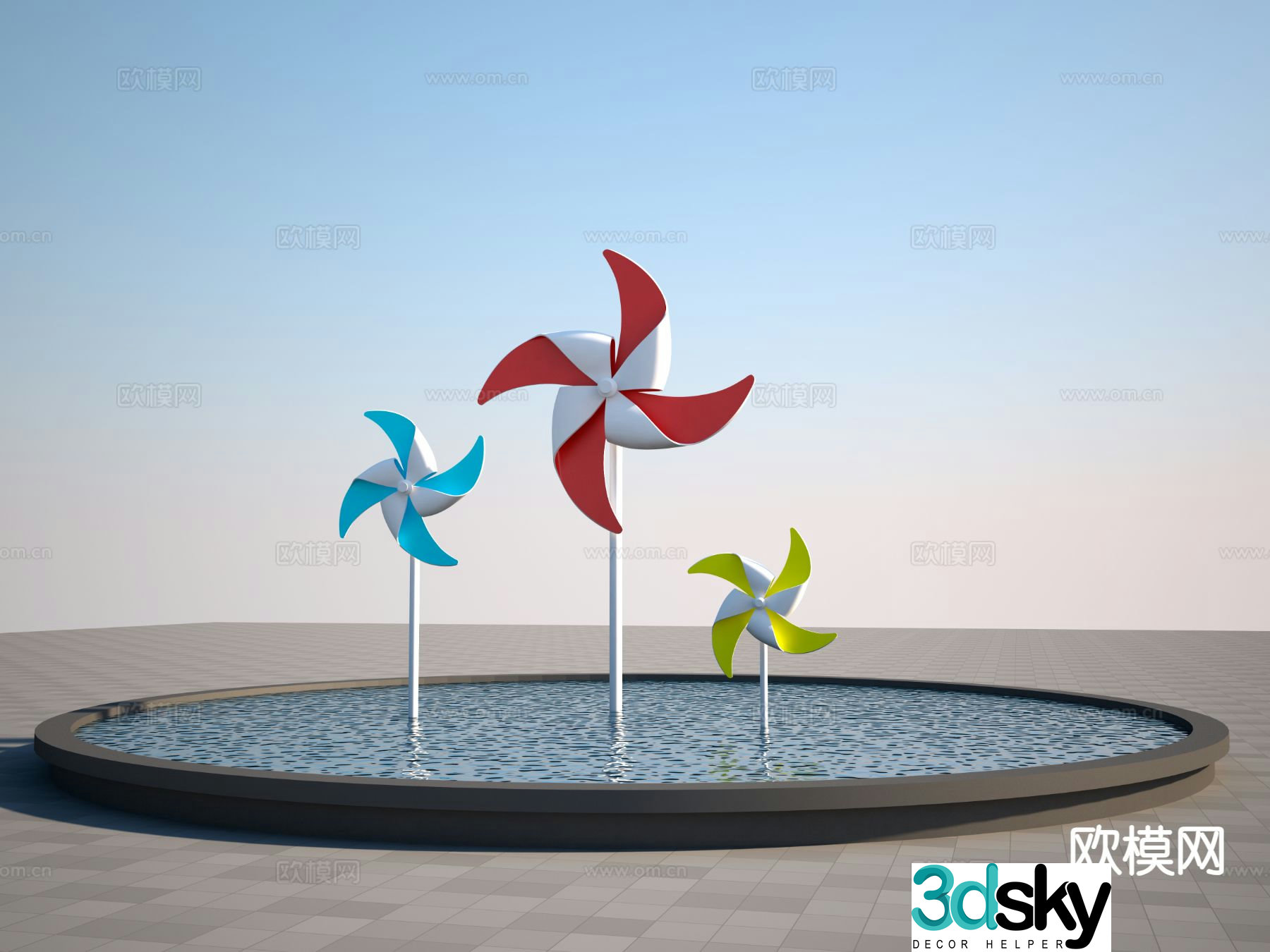 Modern windmill sculpture 3d model