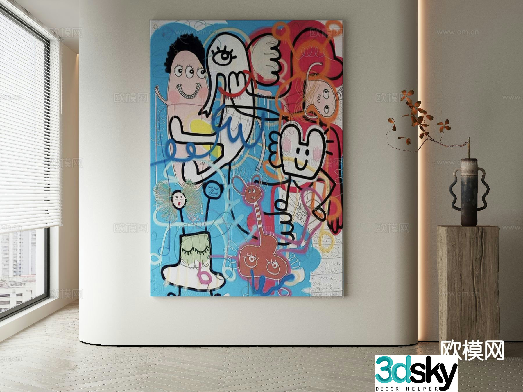 Modern art painting graffiti painting decorative painting 3d model