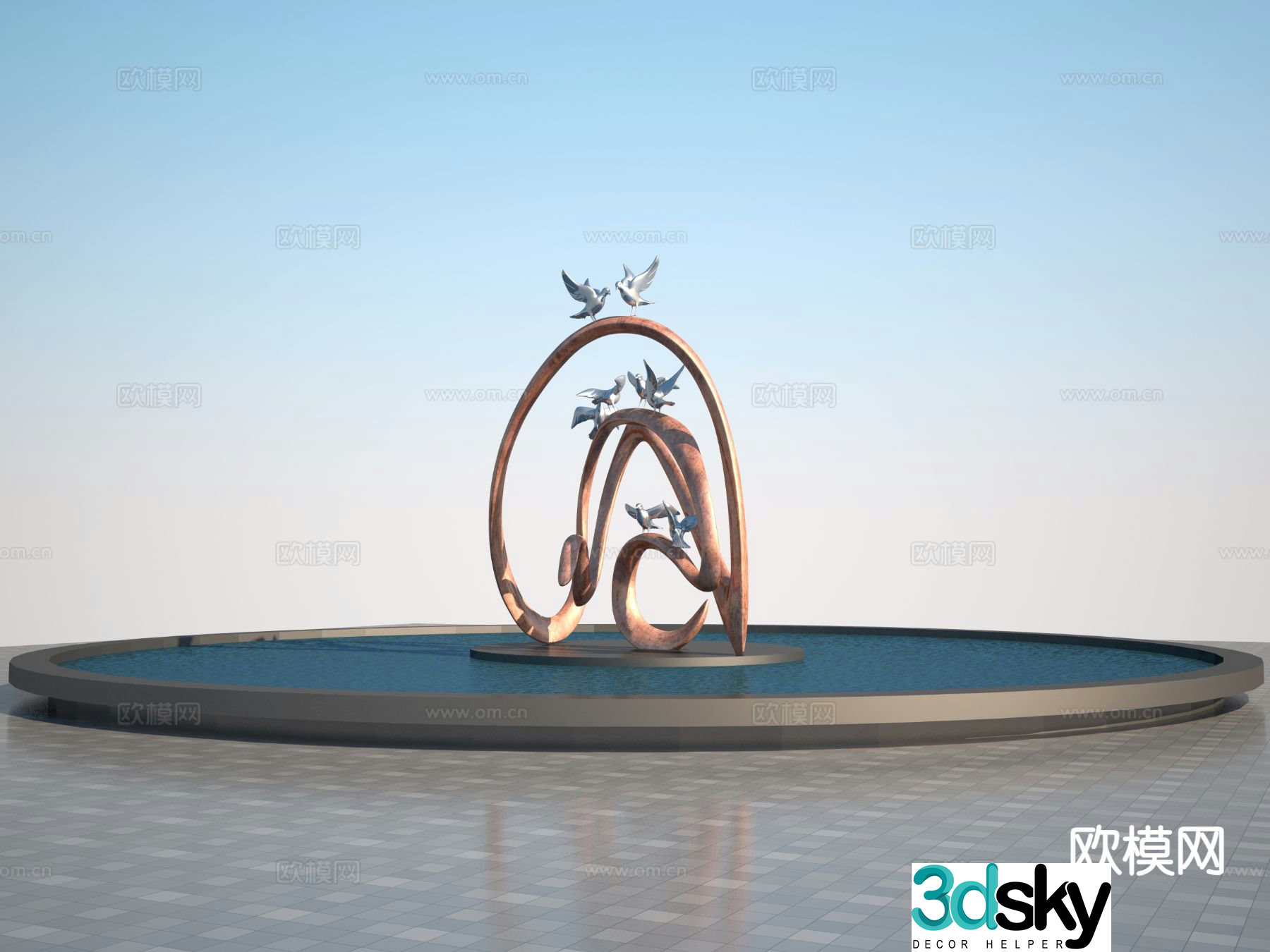 Flying pigeon sculpture urban sculpture 3d model