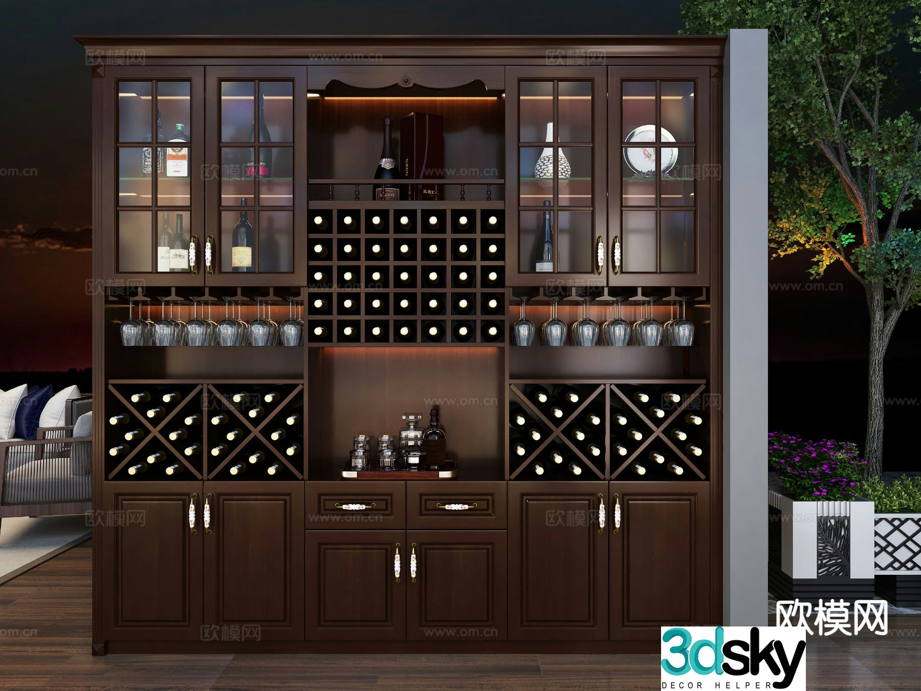 Log wine cabinet 3d model