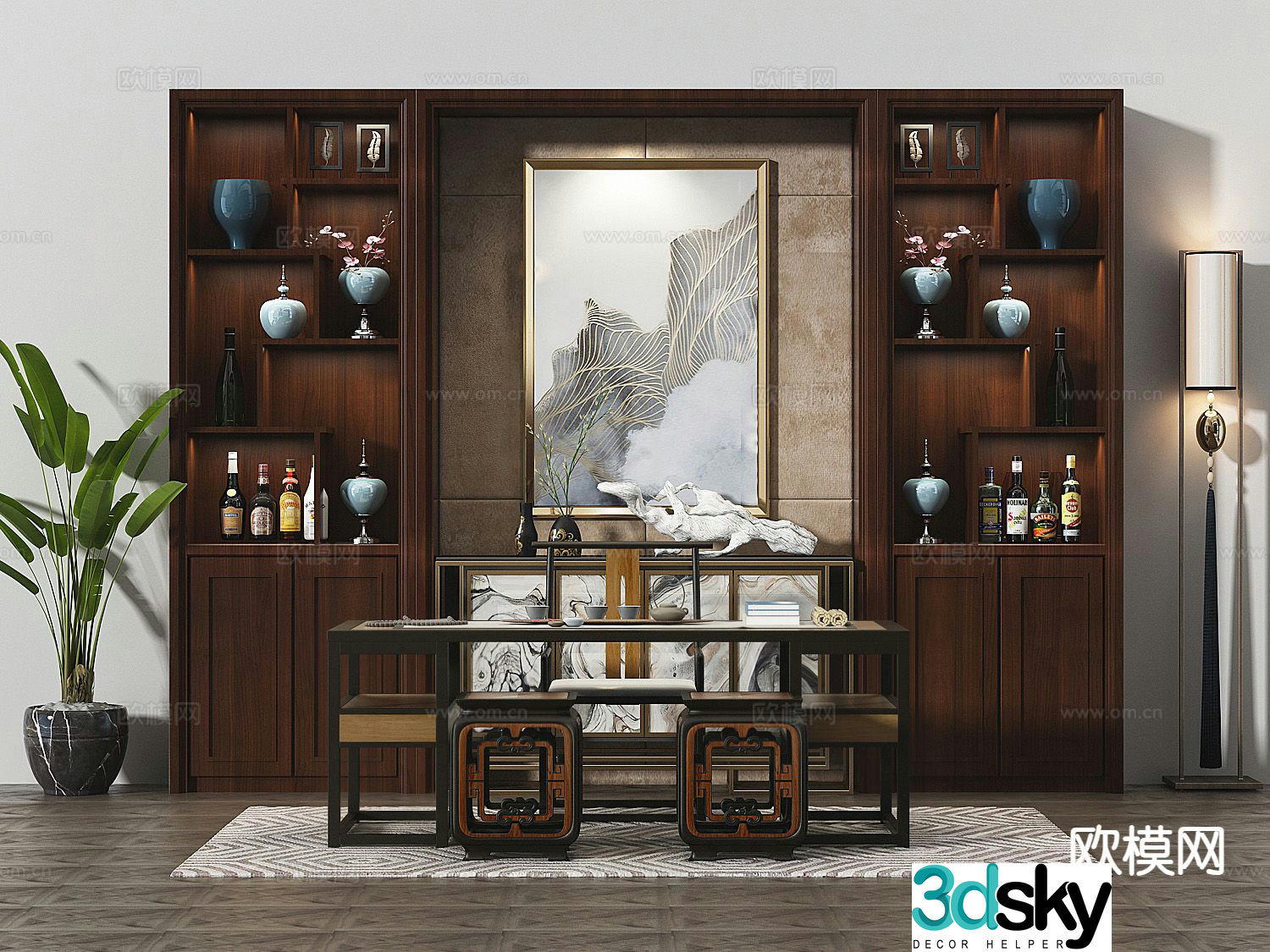 New Chinese style tea table tea table 3d model