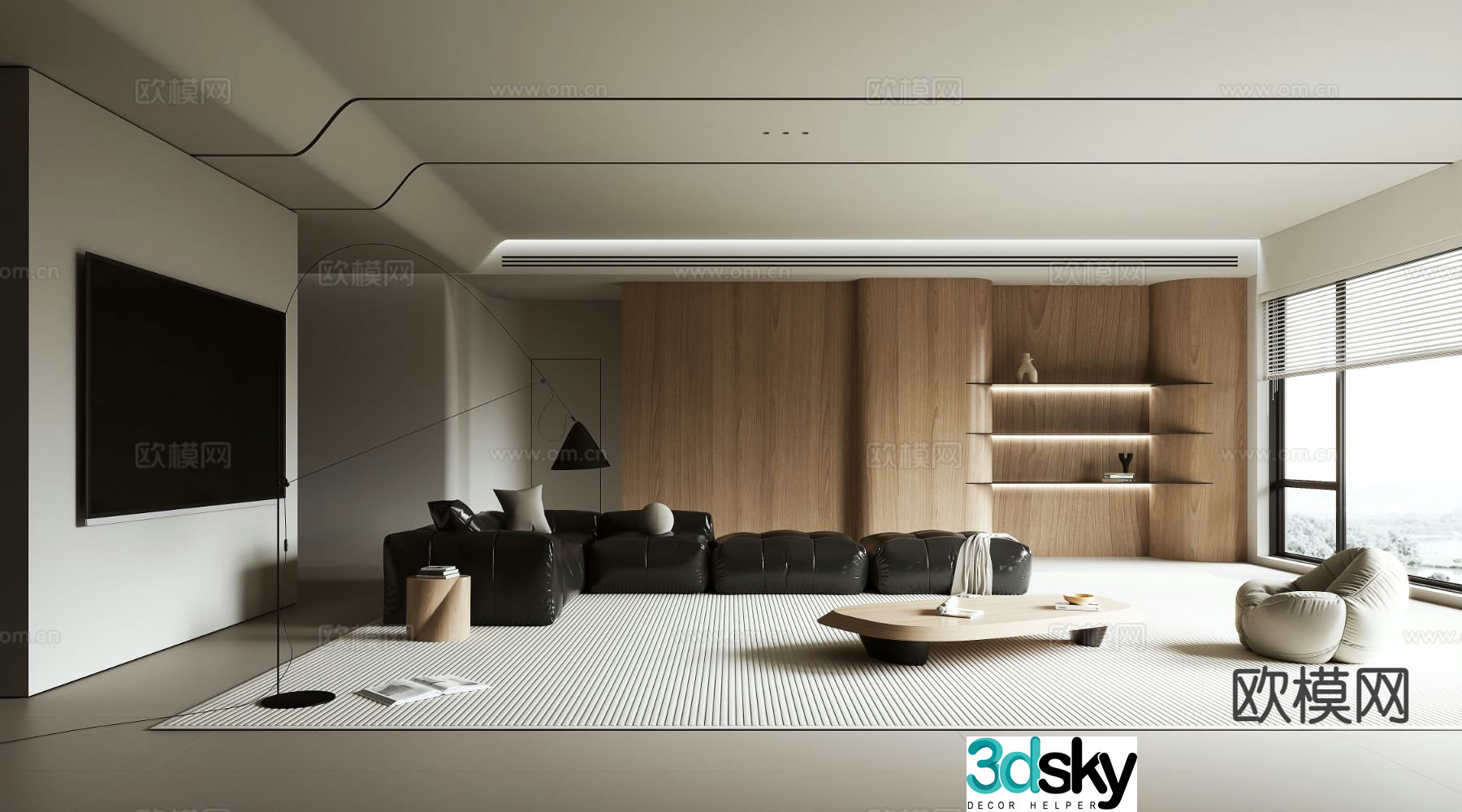 Italian minimalist living room 3D model