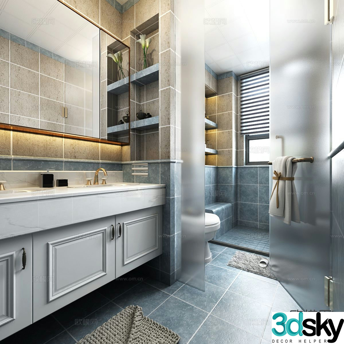 American bathroom bathroom toilet 3d model