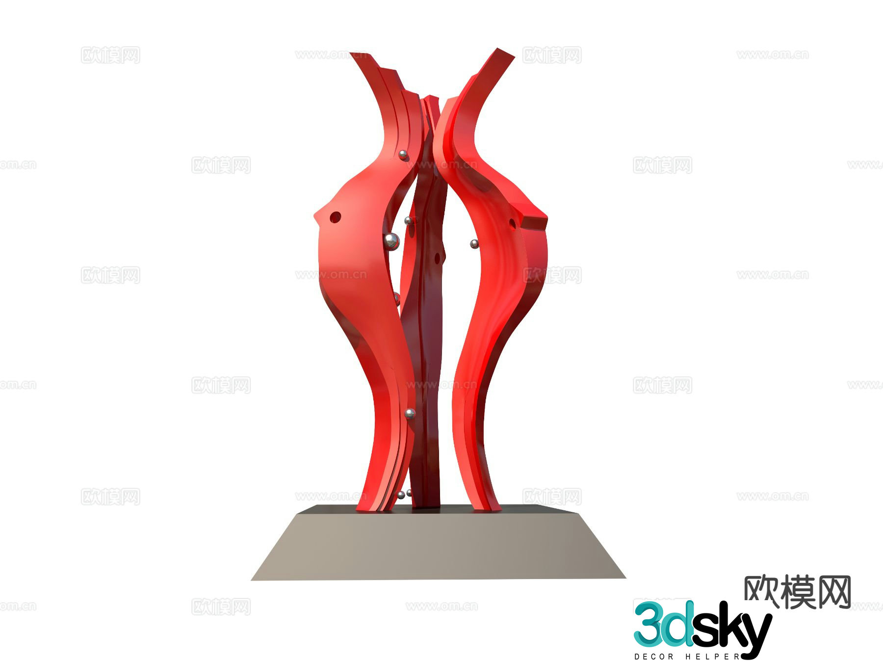 Modern abstract fish sculpture 3d model