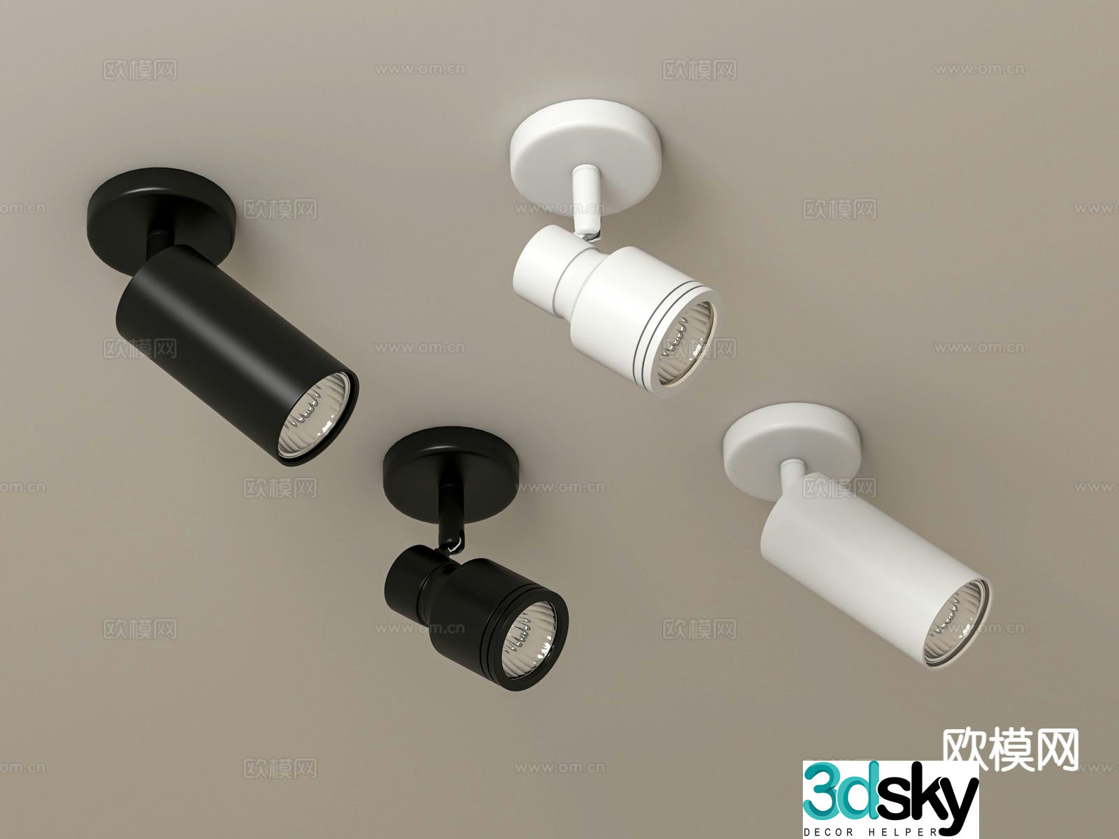 Modern spotlight downlight track light 3d model